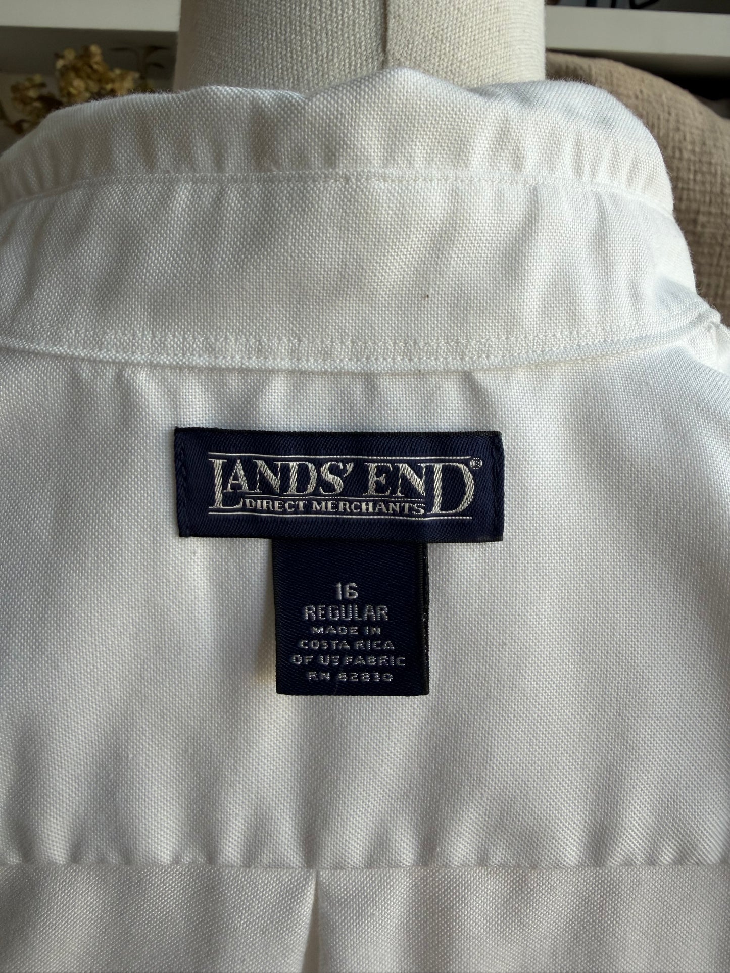 90s Lands End white oxford button down