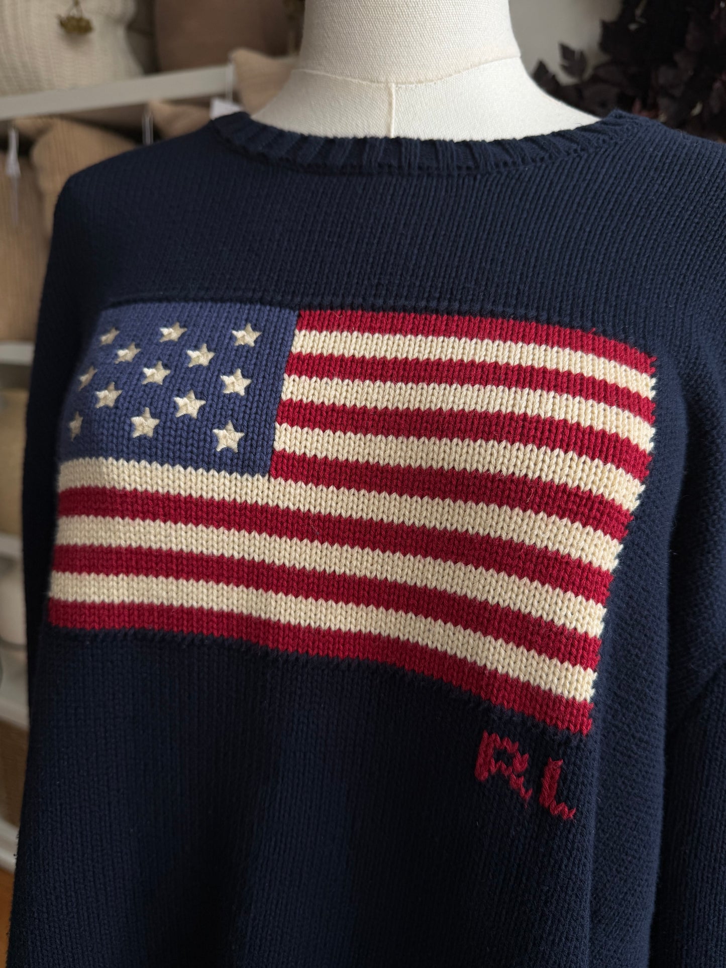 Polo Ralph Lauren navy flag sweater. Fits M-XL