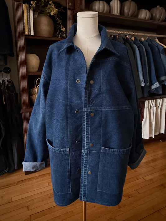 #21 Reworked vintage denim chore coat. Size L