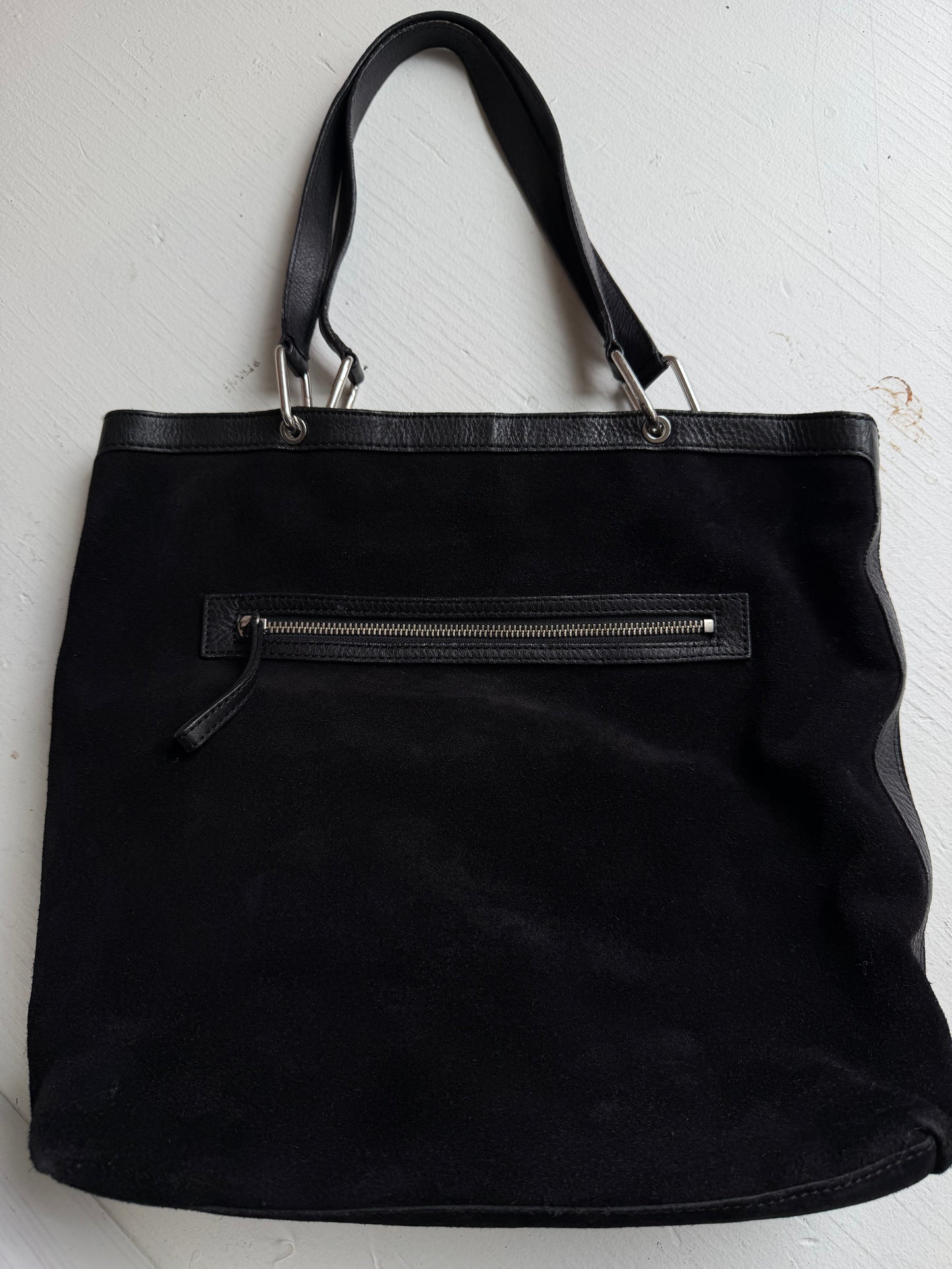 00s Banana Republic black suede tote bag