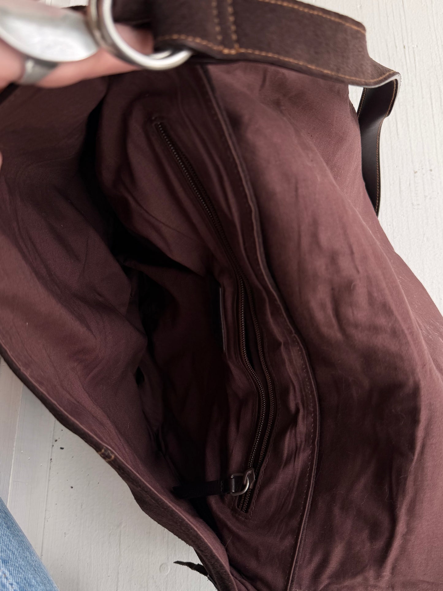 90s Polo Jeans Co suede hobo bag with fringe