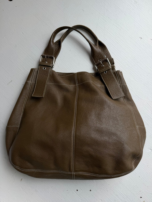00s Maurizio Taiuti green leather satchel. Made in Italy