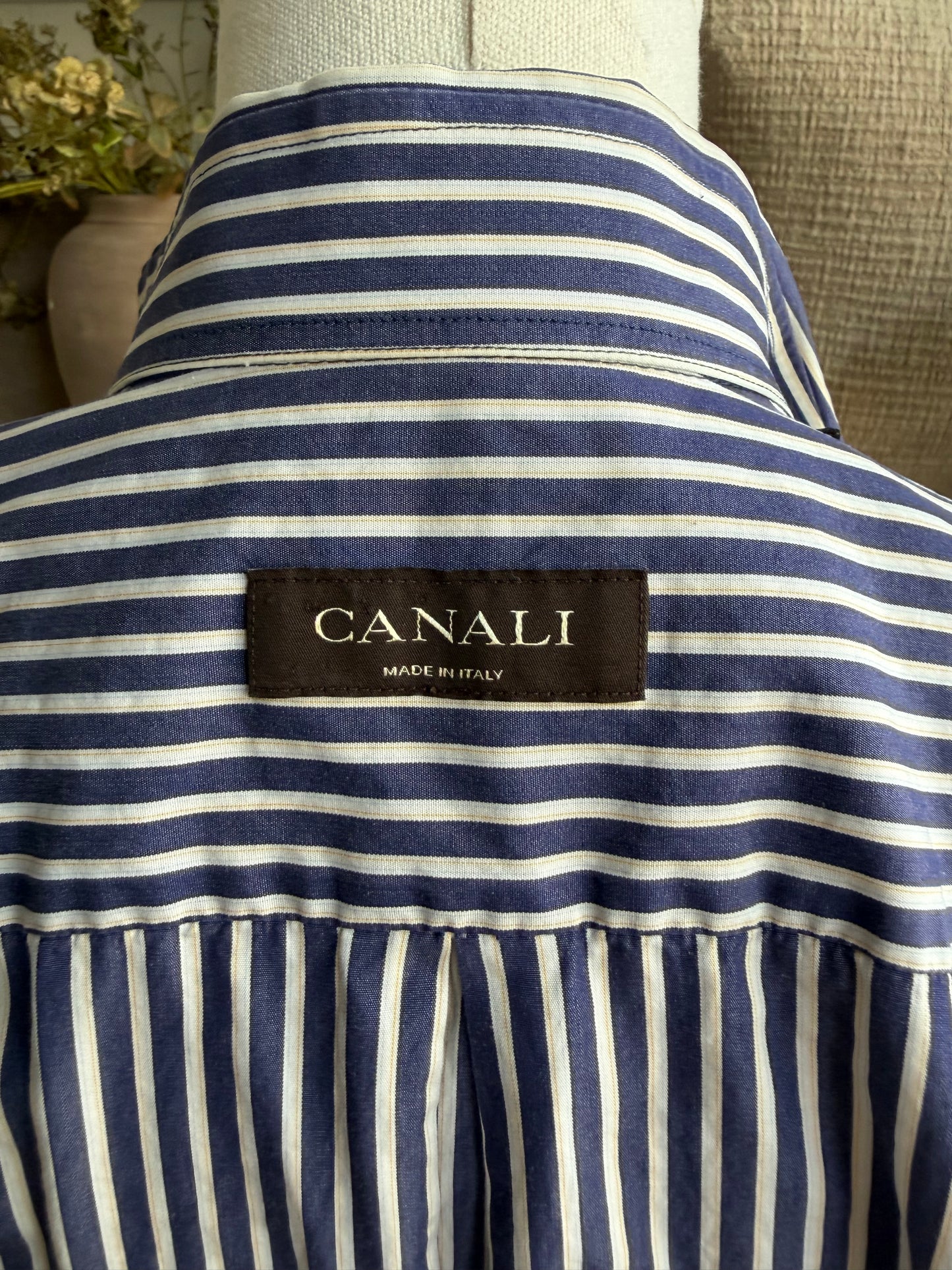 Canali striped poplin button down. Made in Italy