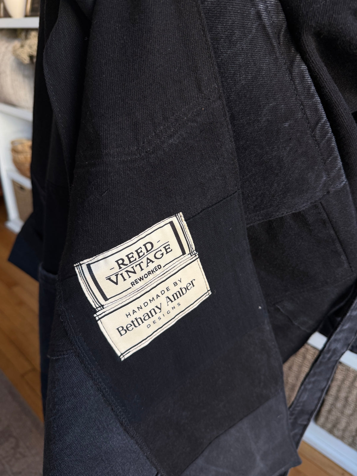 #10 Reworked Black Denim trench size L