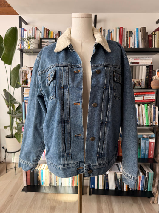 90s Lauren Jeans Co denim jacket with Sherpa collar. Made in Hong Kong