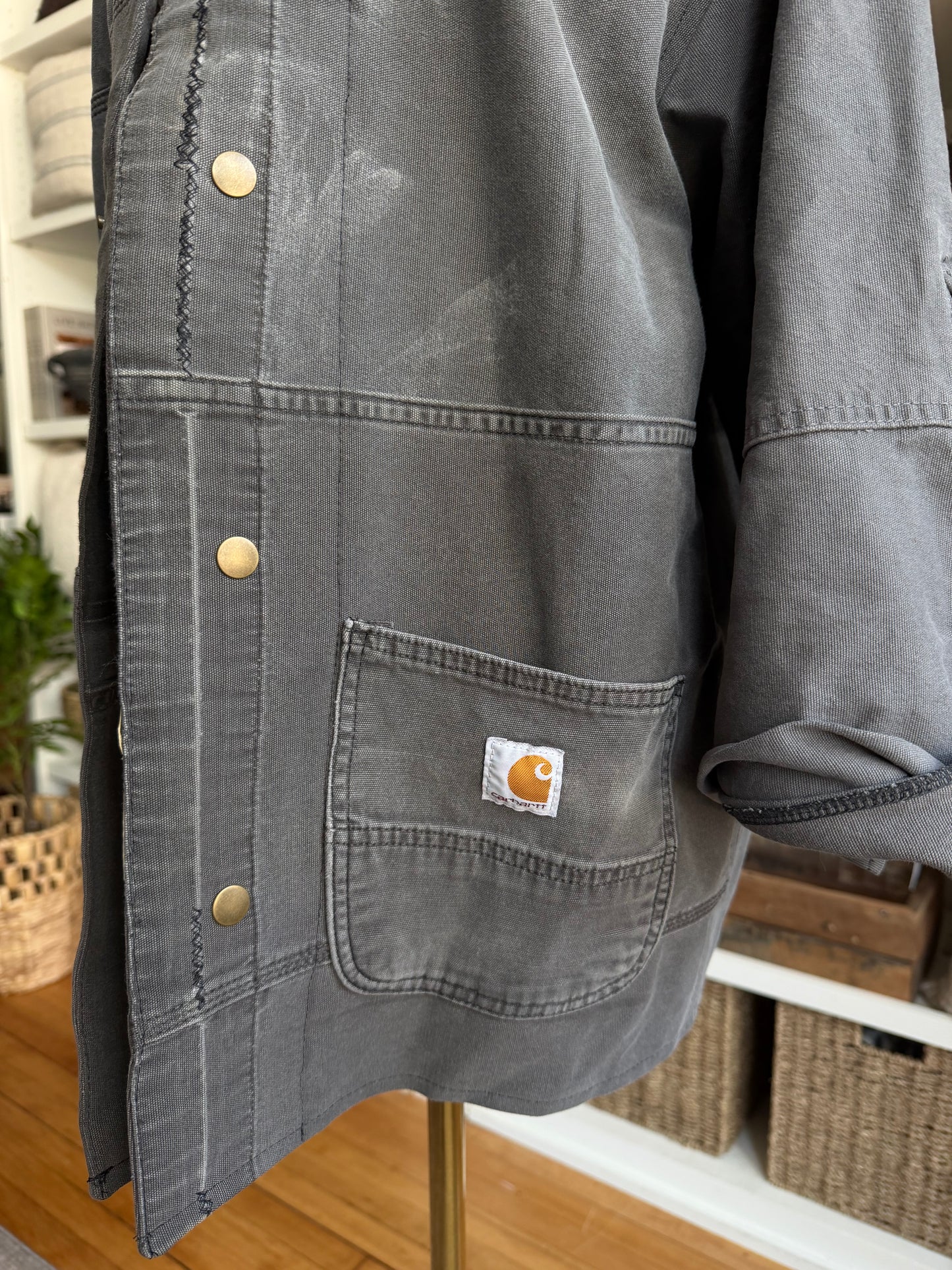 Gray Carhart Reworked Chore Coat. Size Medium