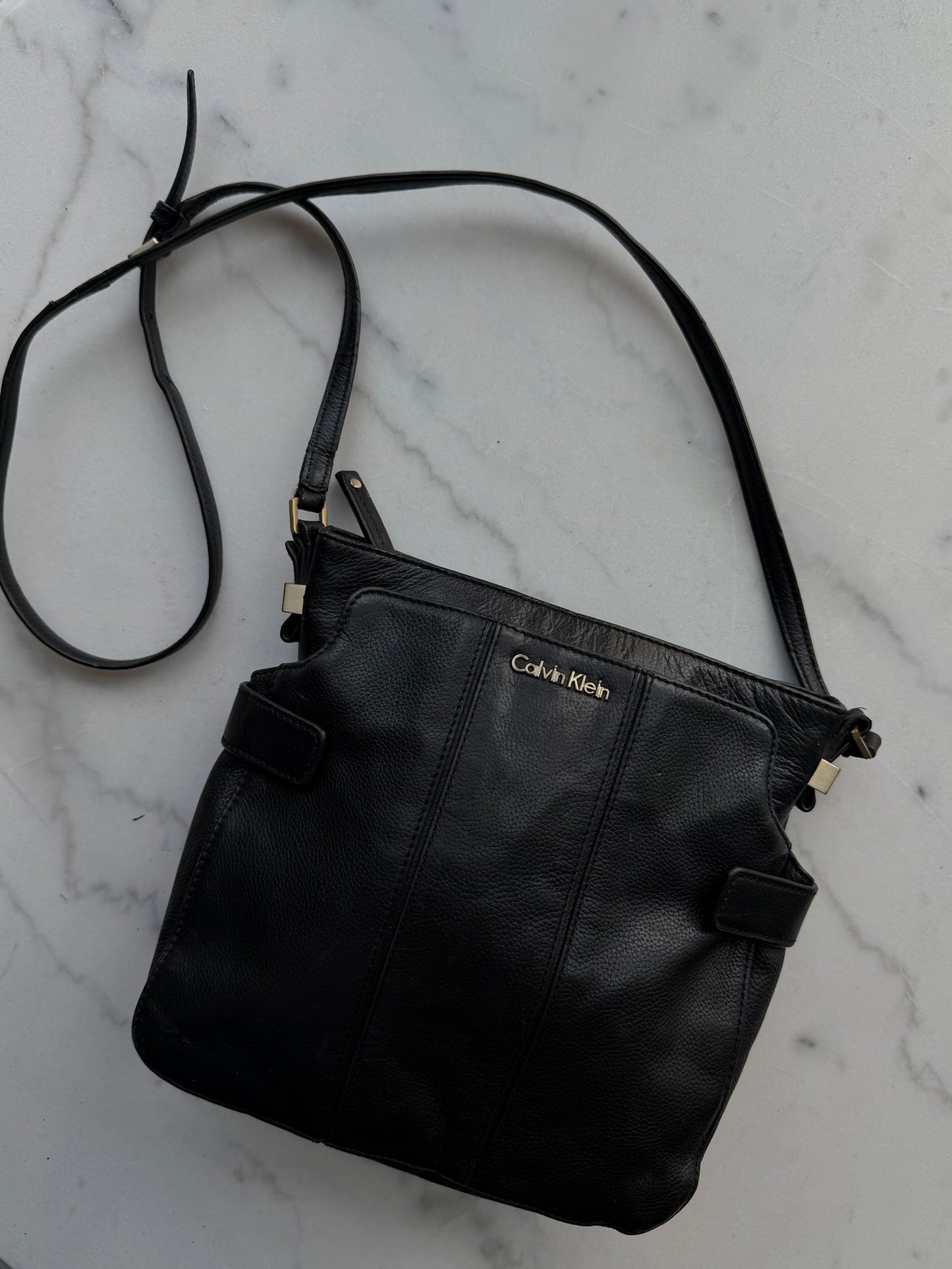 90s Calvin Klein black leather crossbody