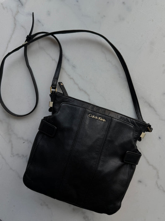 90s Calvin Klein black leather crossbody