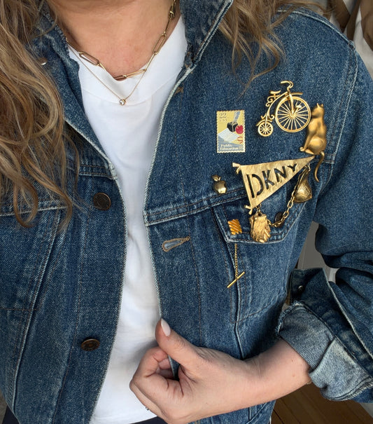 90s Calvin Klein denim brooch jacket