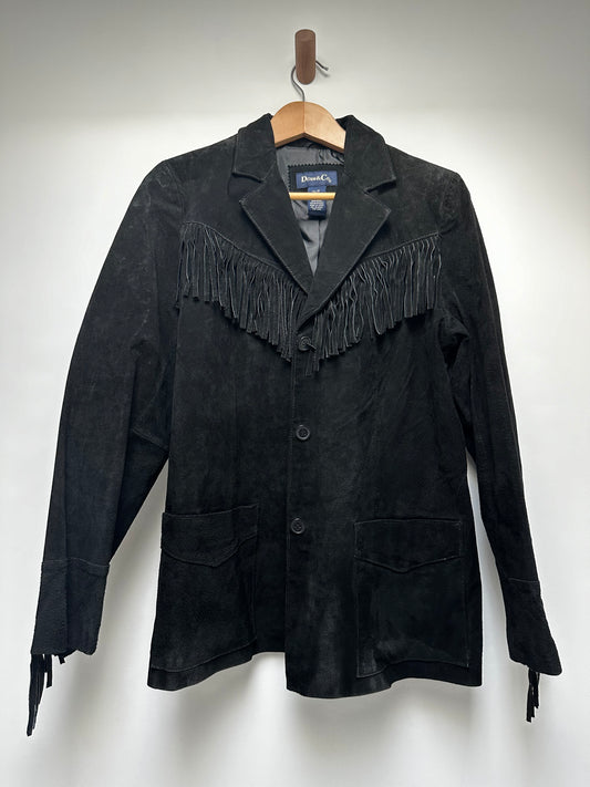 Denim & Co suede fringe jacket