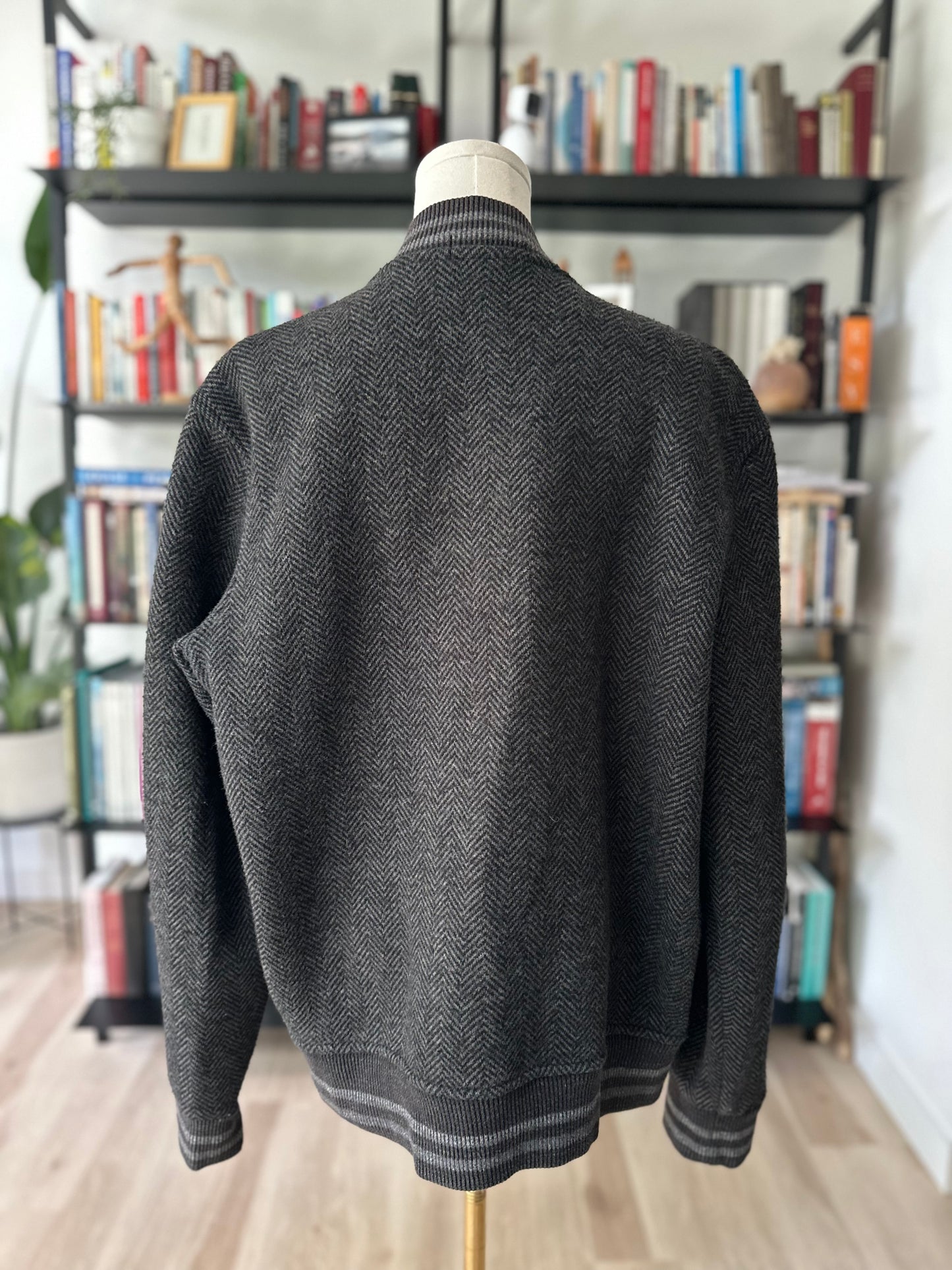 00s Polo Ralph Lauren grey herringbone bomber