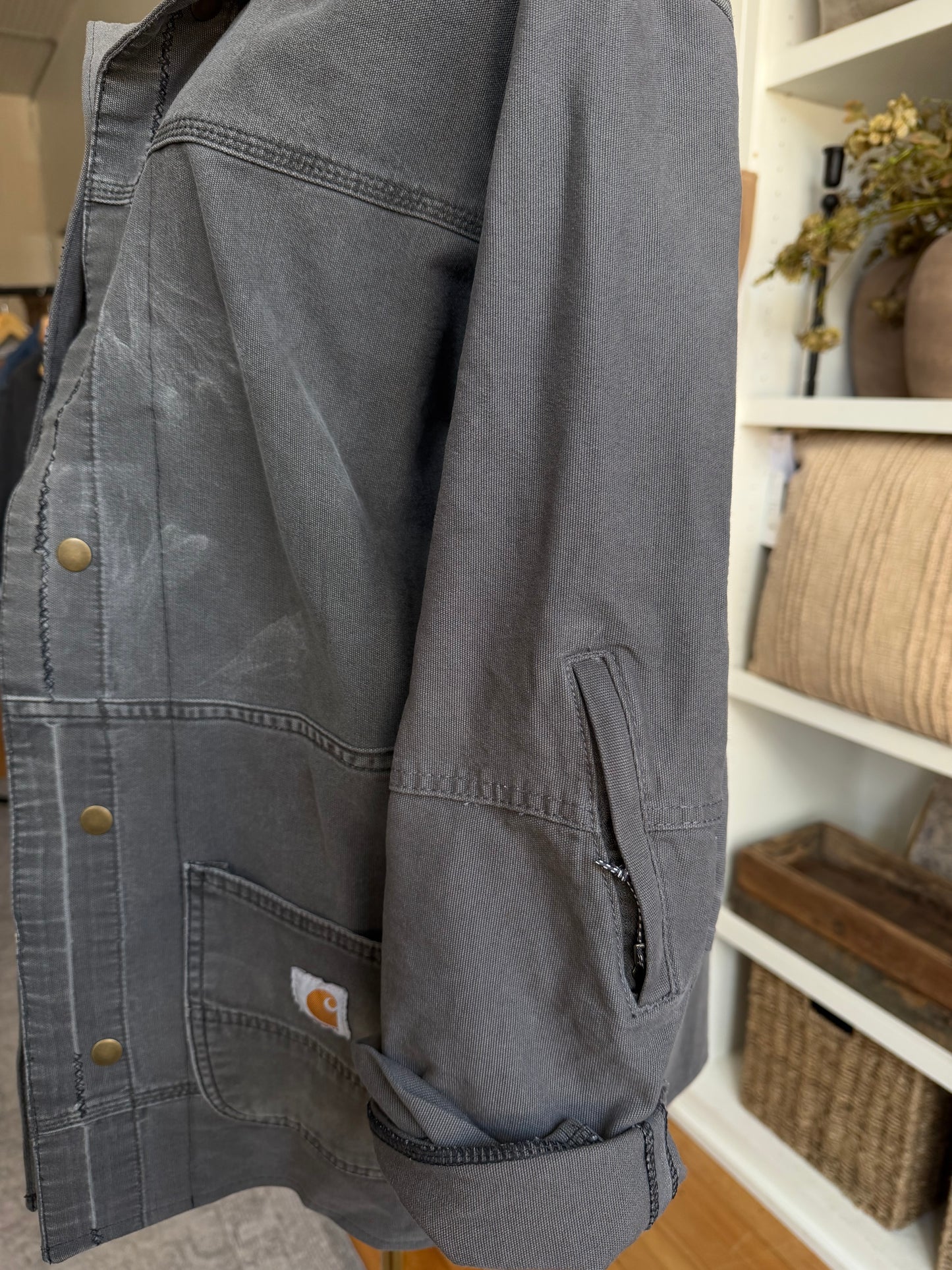 Gray Carhart Reworked Chore Coat. Size Medium