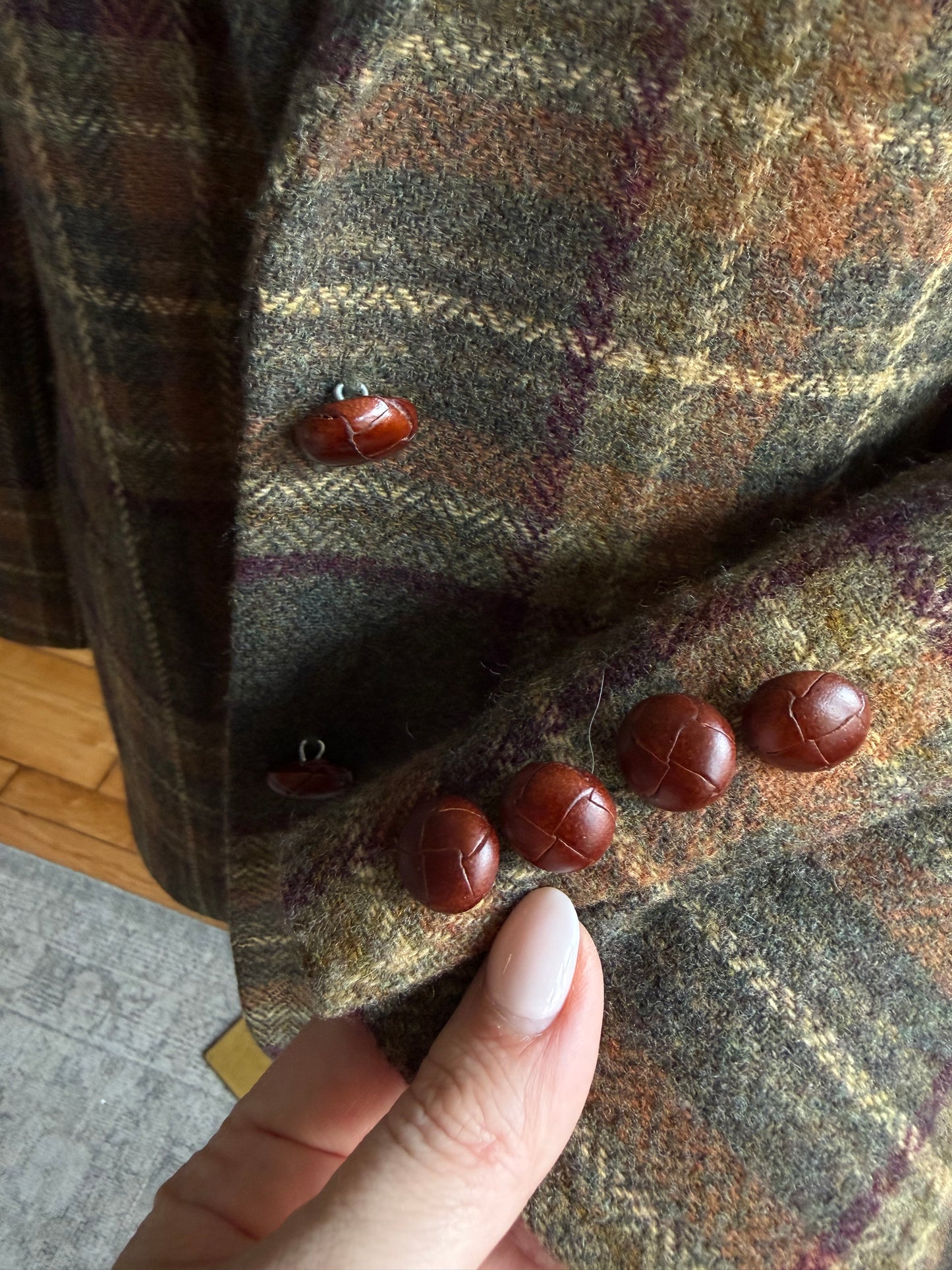 90s Lauren Ralph Lauren wool plaid blazer with suede elbow patches. Fits XXS-S petite