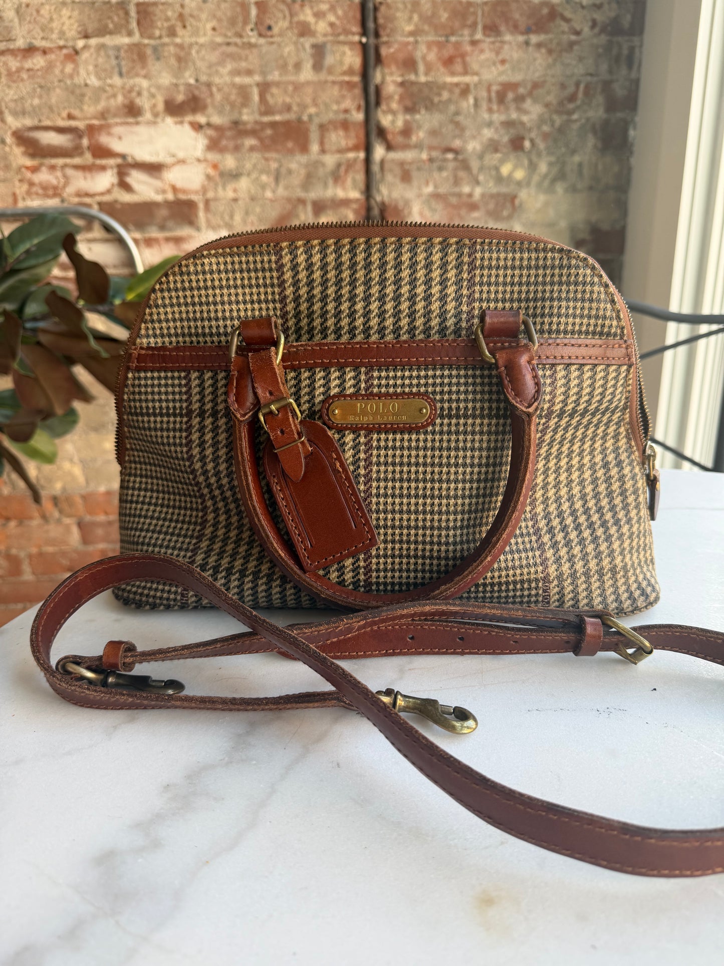 90s Ralph Lauren satchel with removable leather crossbody strap