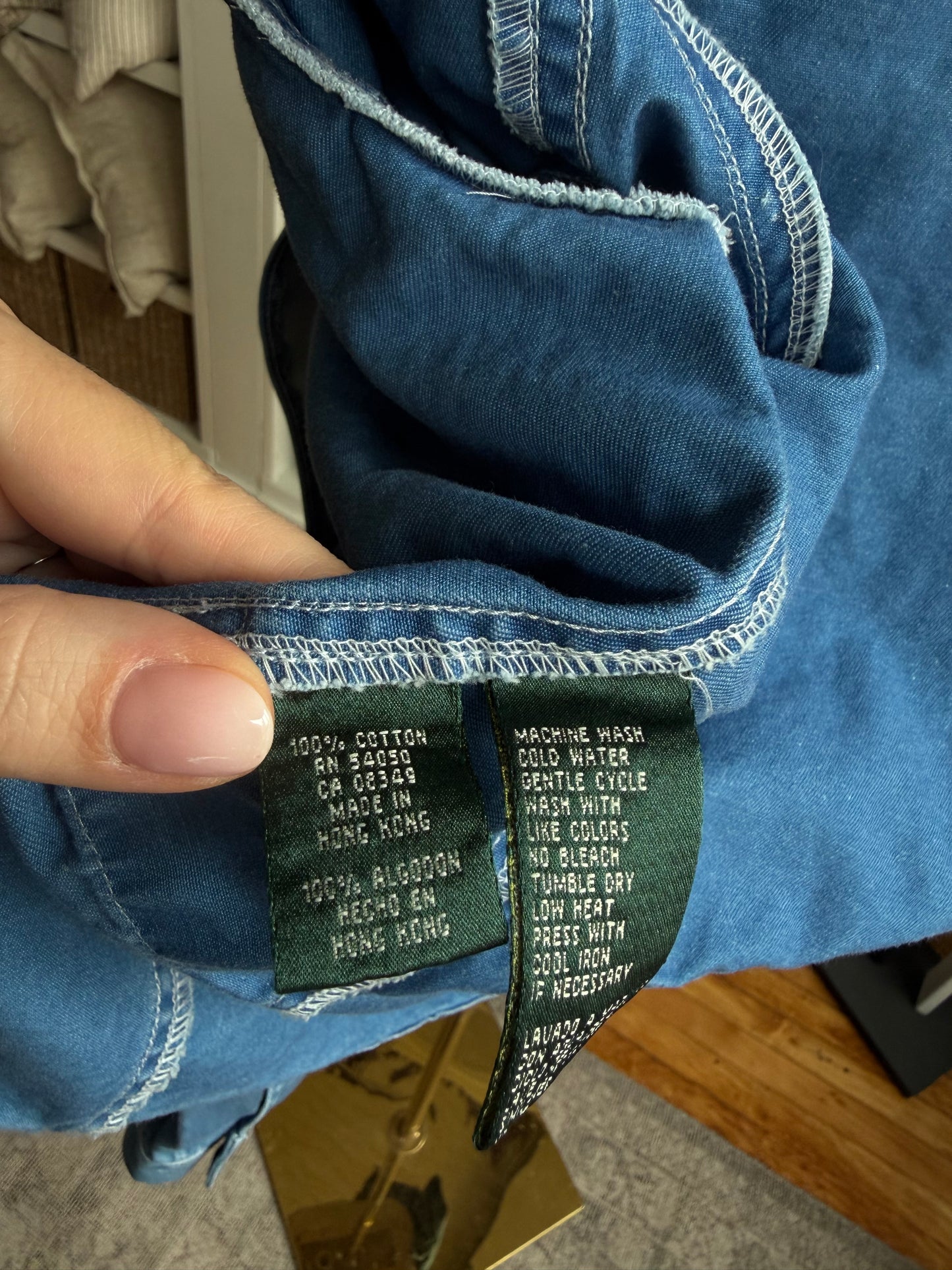 90s Lauren Ralph Lauren blue denim light weight jacket. Made in Hong Kong