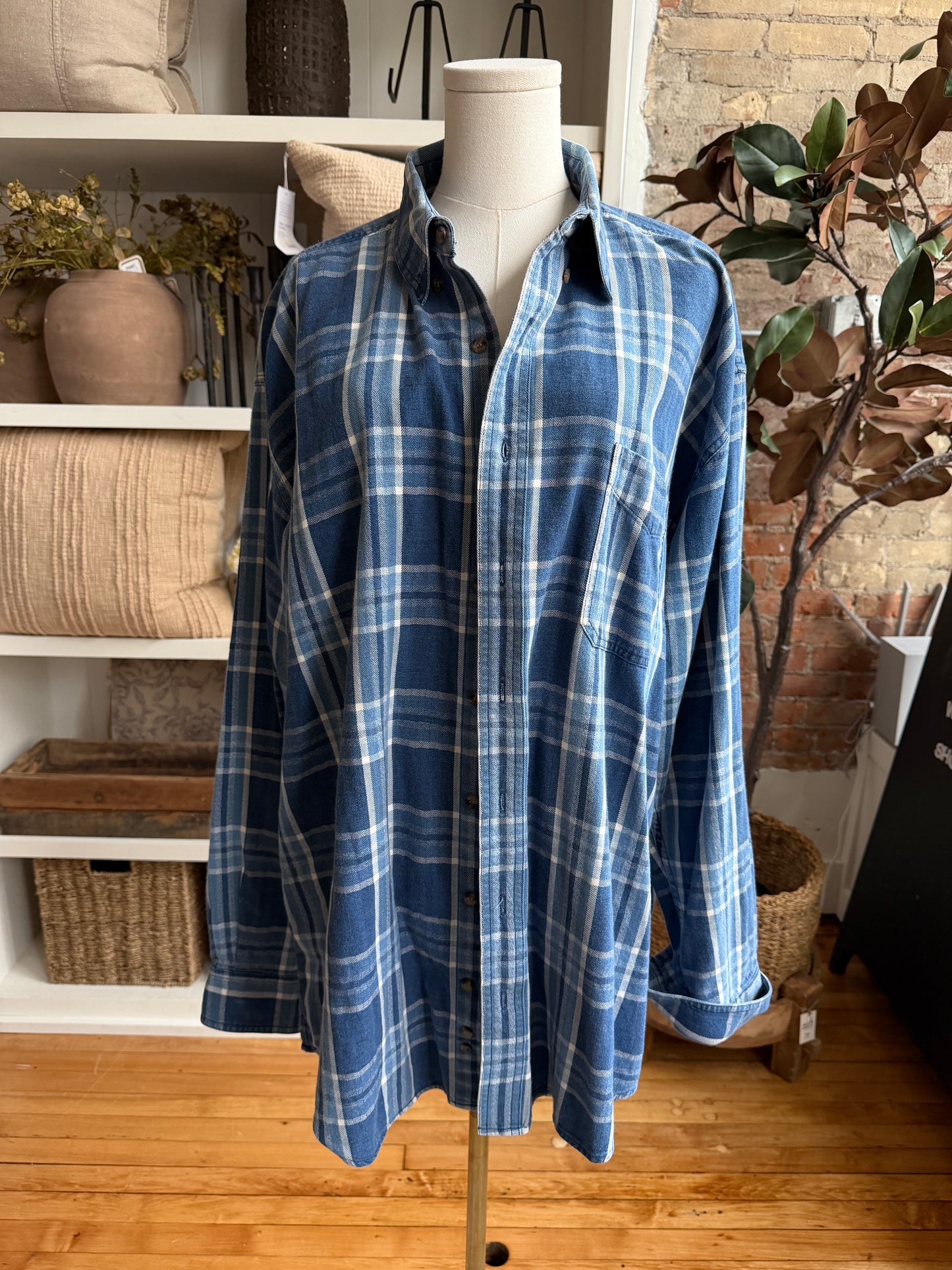 90s Croft and Barrow denim plaid button down