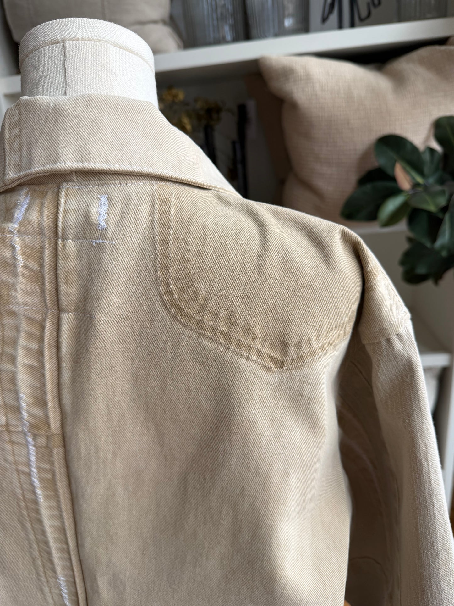 Sand Reworked Denim Chore Coat. Size Large