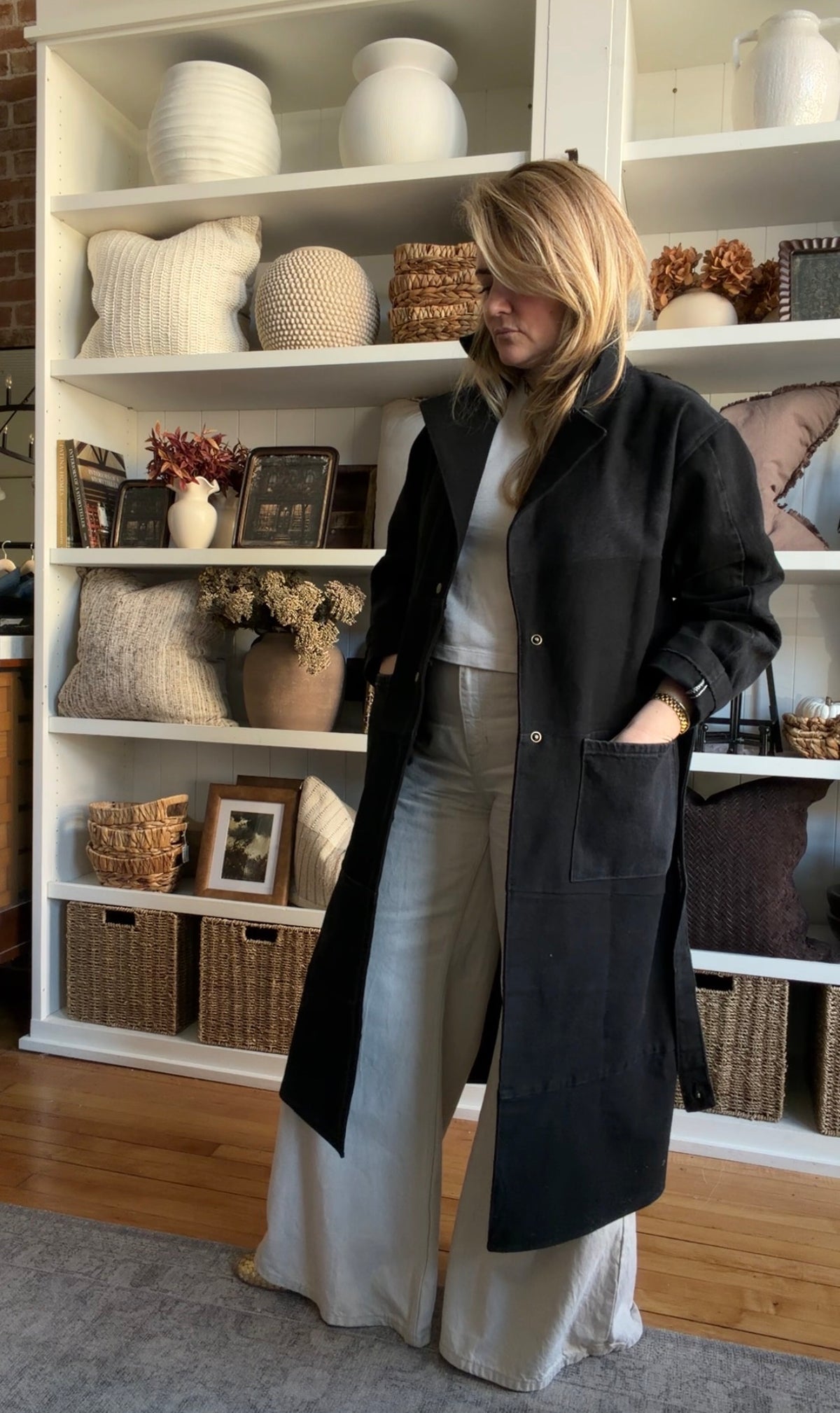 #8 Reworked black denim trench. Size S