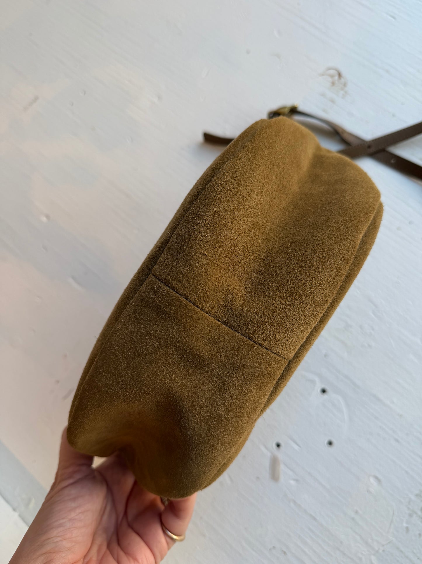 Clare V Turlock Louis in Oat suede (olive green)