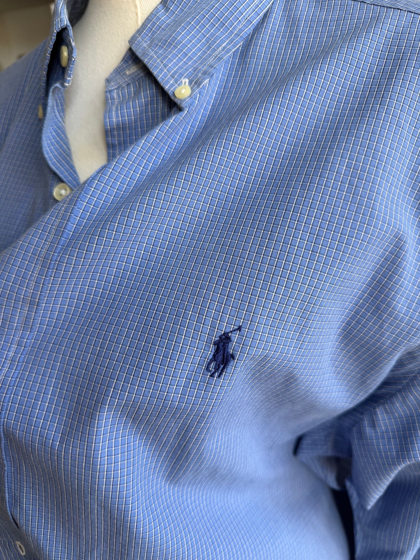 90s Ralph Lauren blue plaid poplin button down