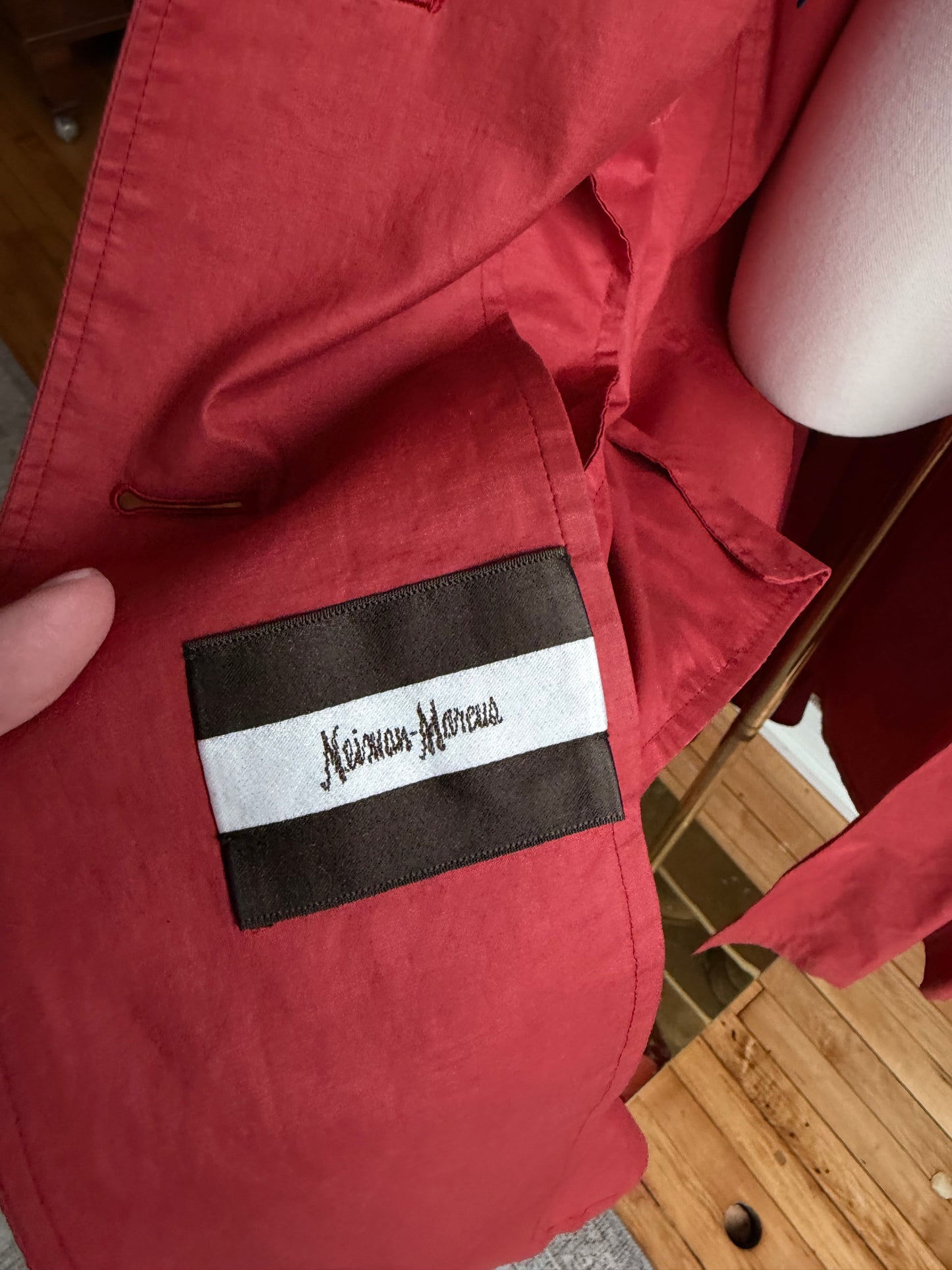 80s Burberry red packable light weight traveler trench with carrying bag