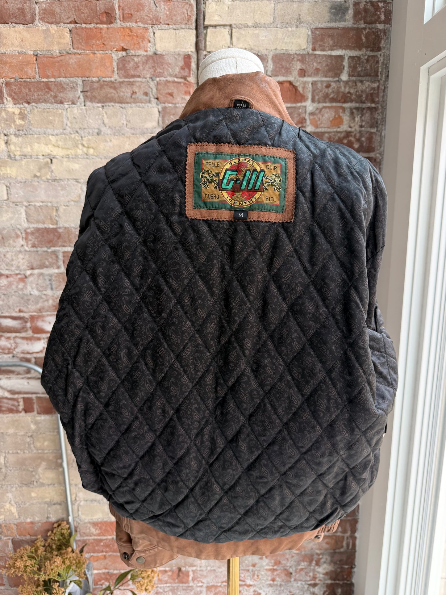 90s GIII leather bomber. Made in Korea