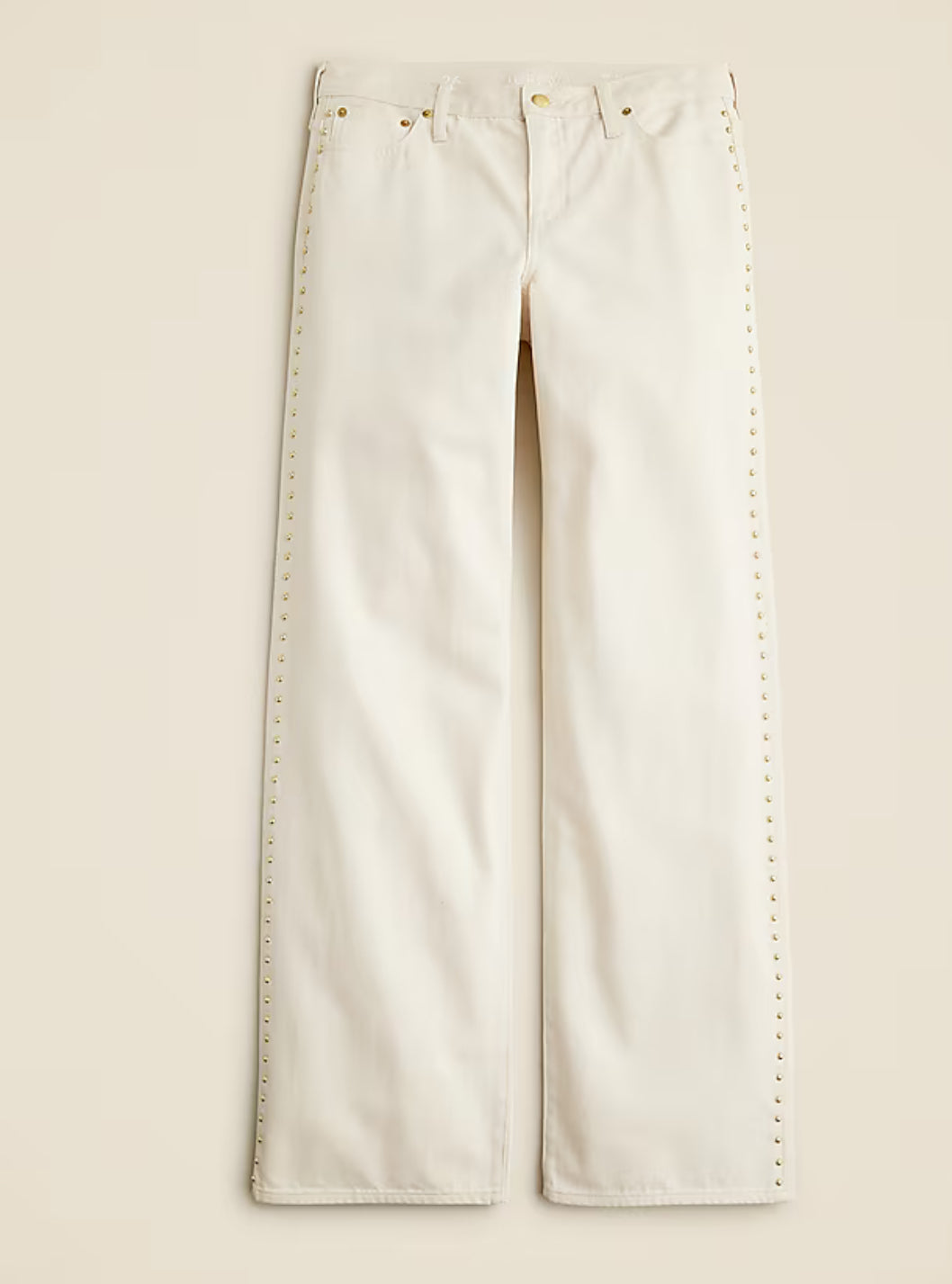 JCrew Studded lower-rise wide-leg jean in 1984 rigid Ecru wash. Size 29. NWT