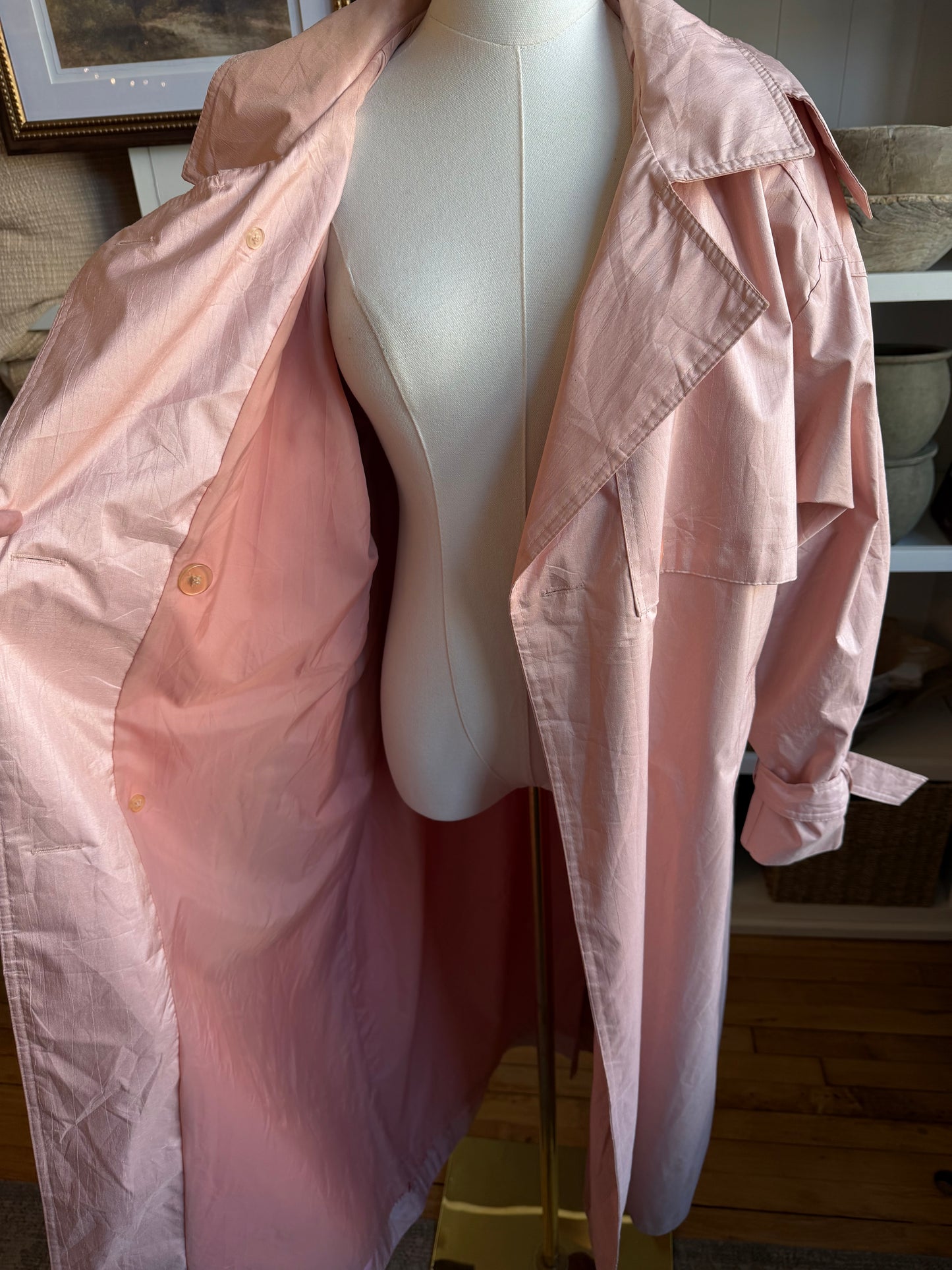 80s Saxon Hall pink trench coat. Made in Korea #20