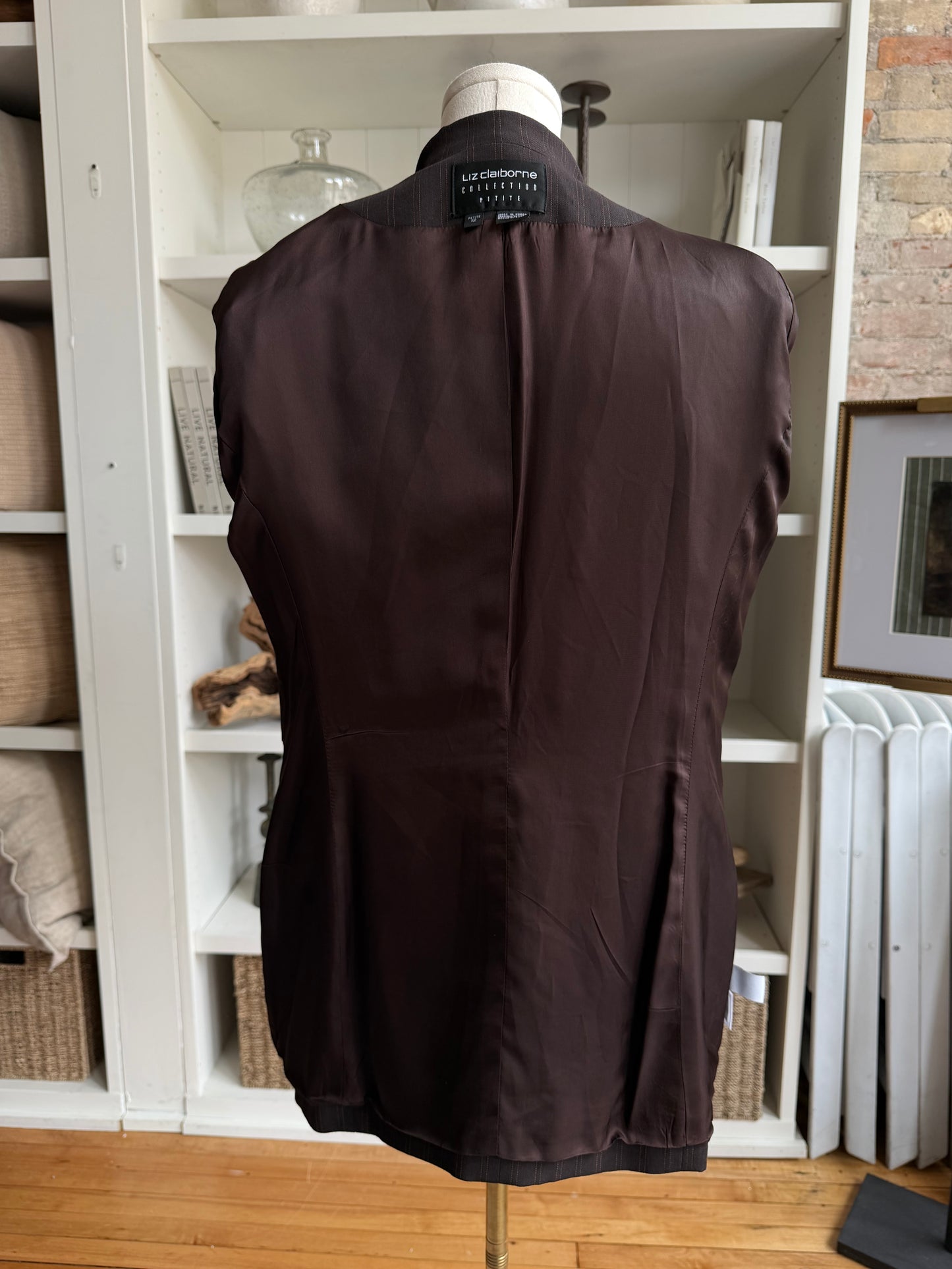 90s Liz Claiborne Collection brown pin stripe blazer. Made in Korea
