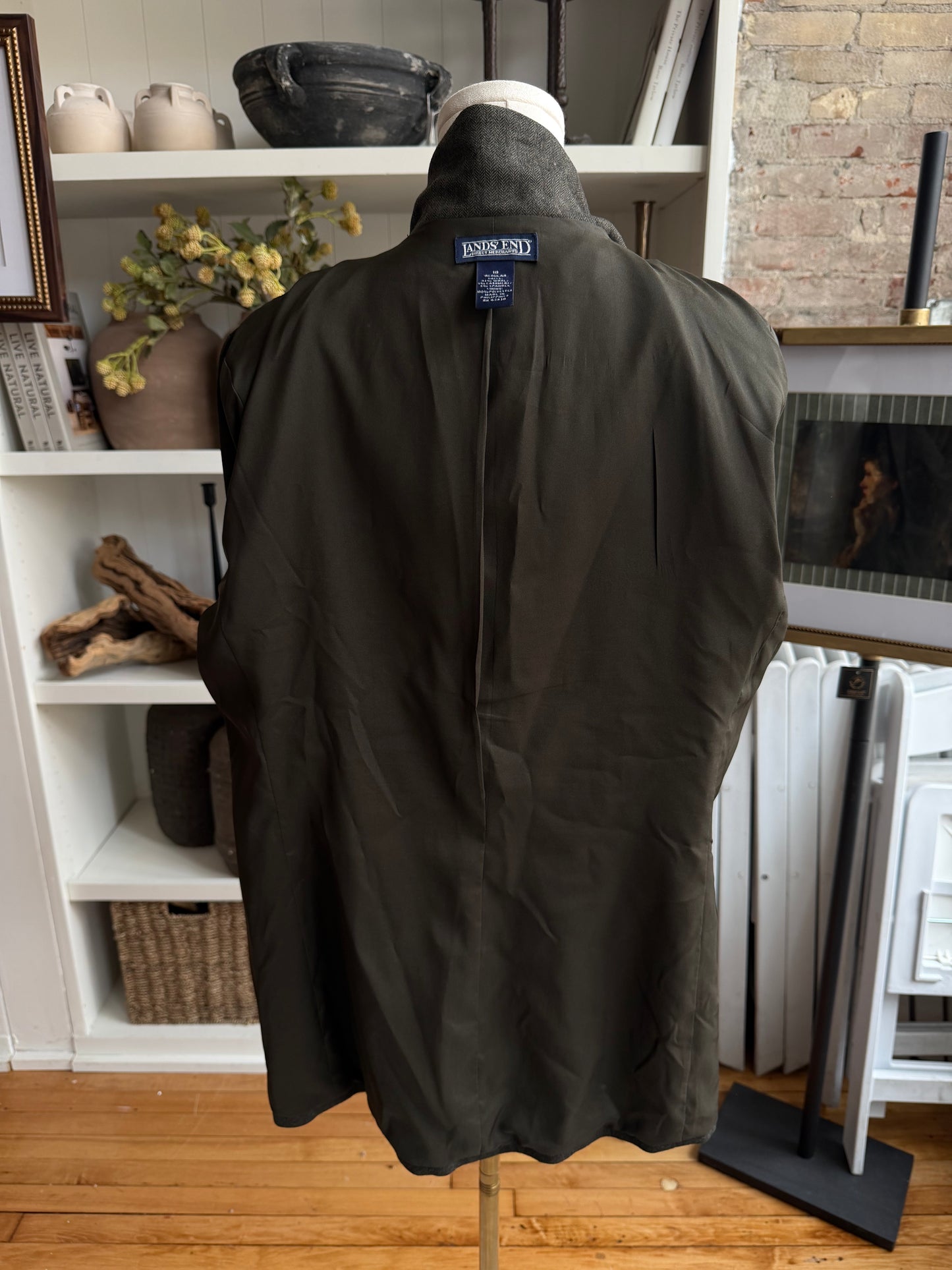 Lands End green wool cashmere blazer