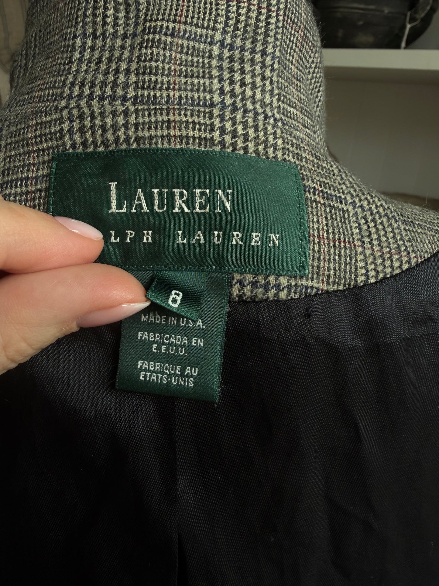 90s Lauren Ralph Lauren wool plaid blazer. Made in the USA