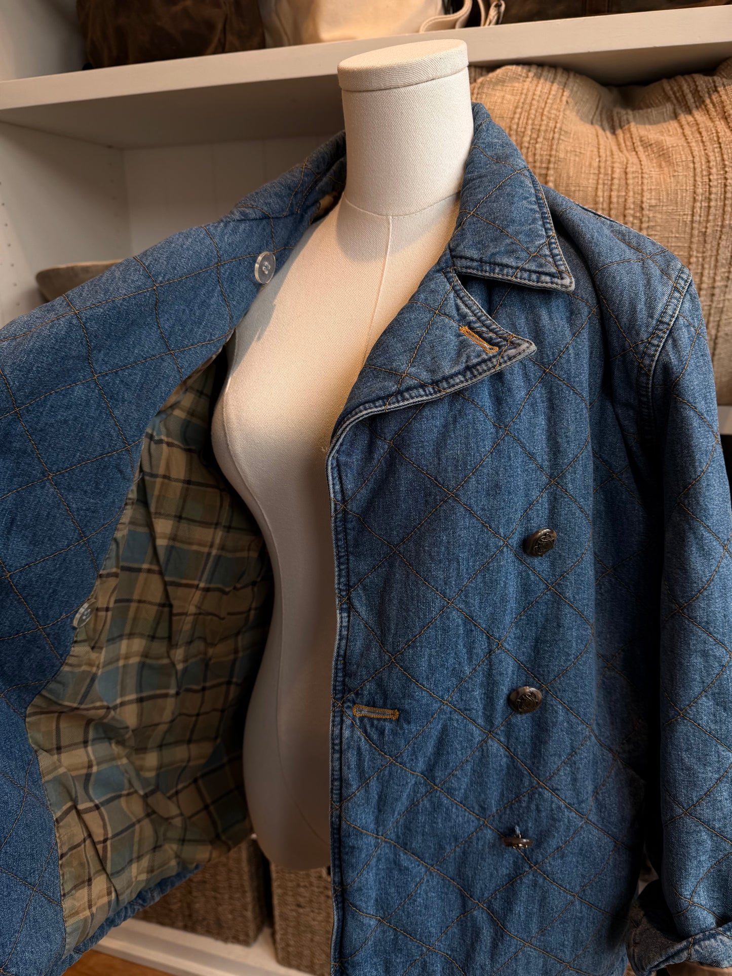 90s Lauren Jeans Co denim quilted jacket. Made in Hong Kong