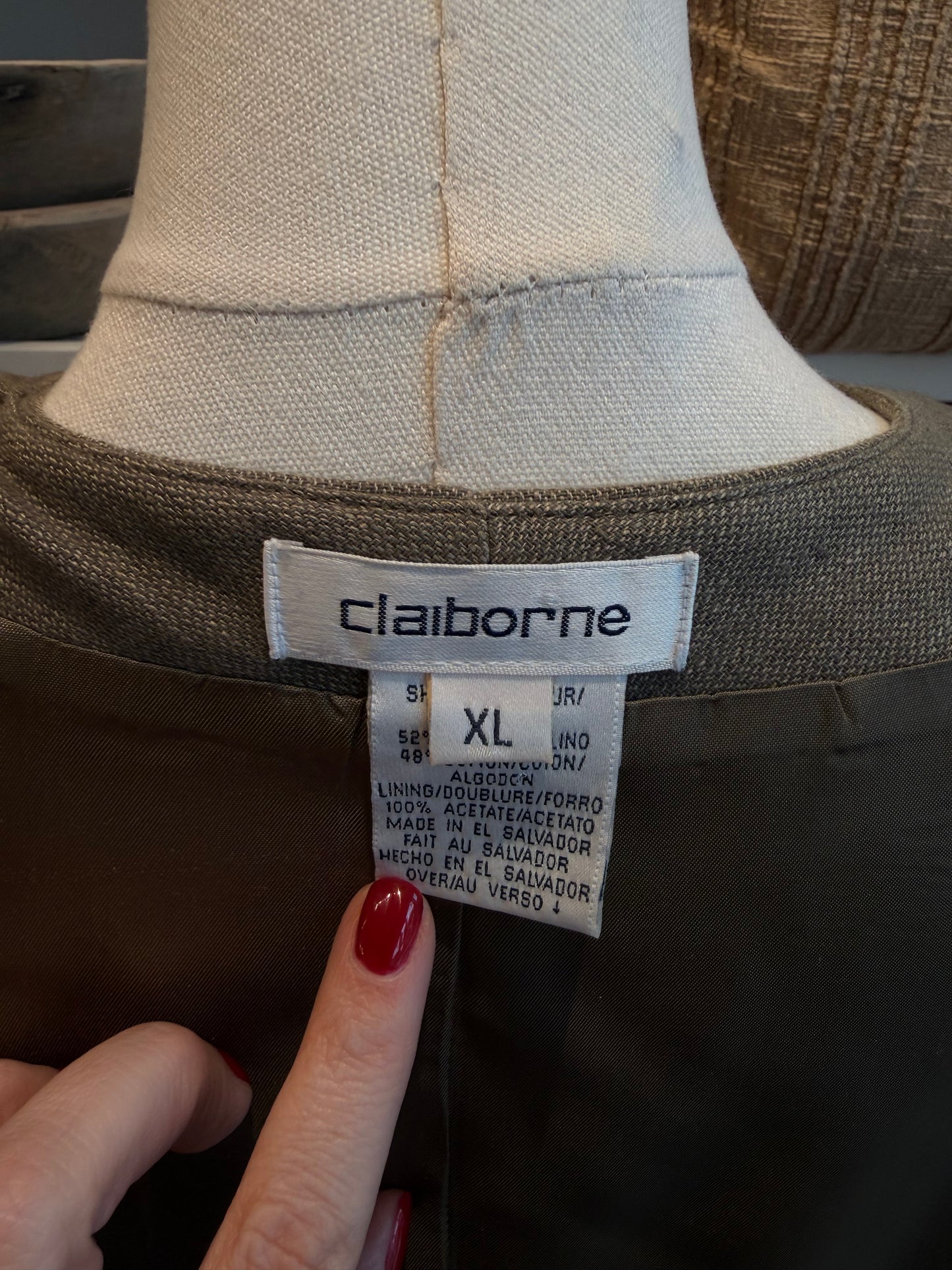 90s Calvin Klein green linen vest and blazer