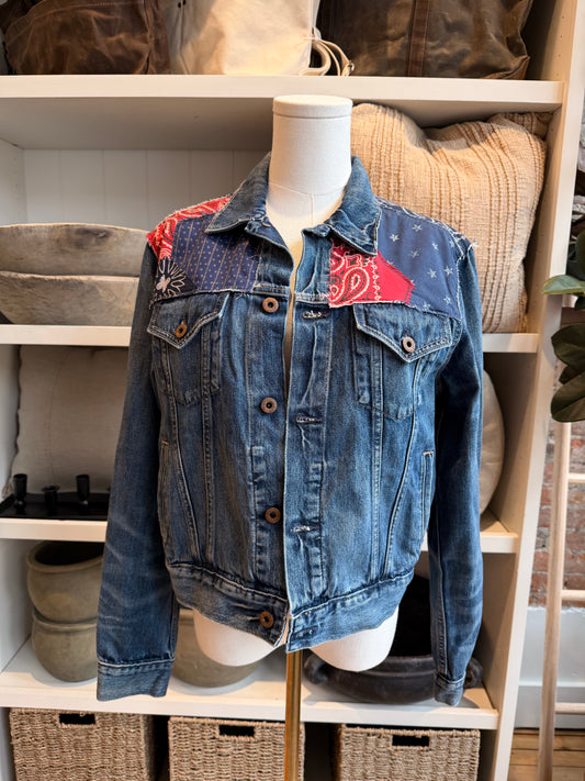 00s Polo Ralph Lauren denim jacket with bandana detail