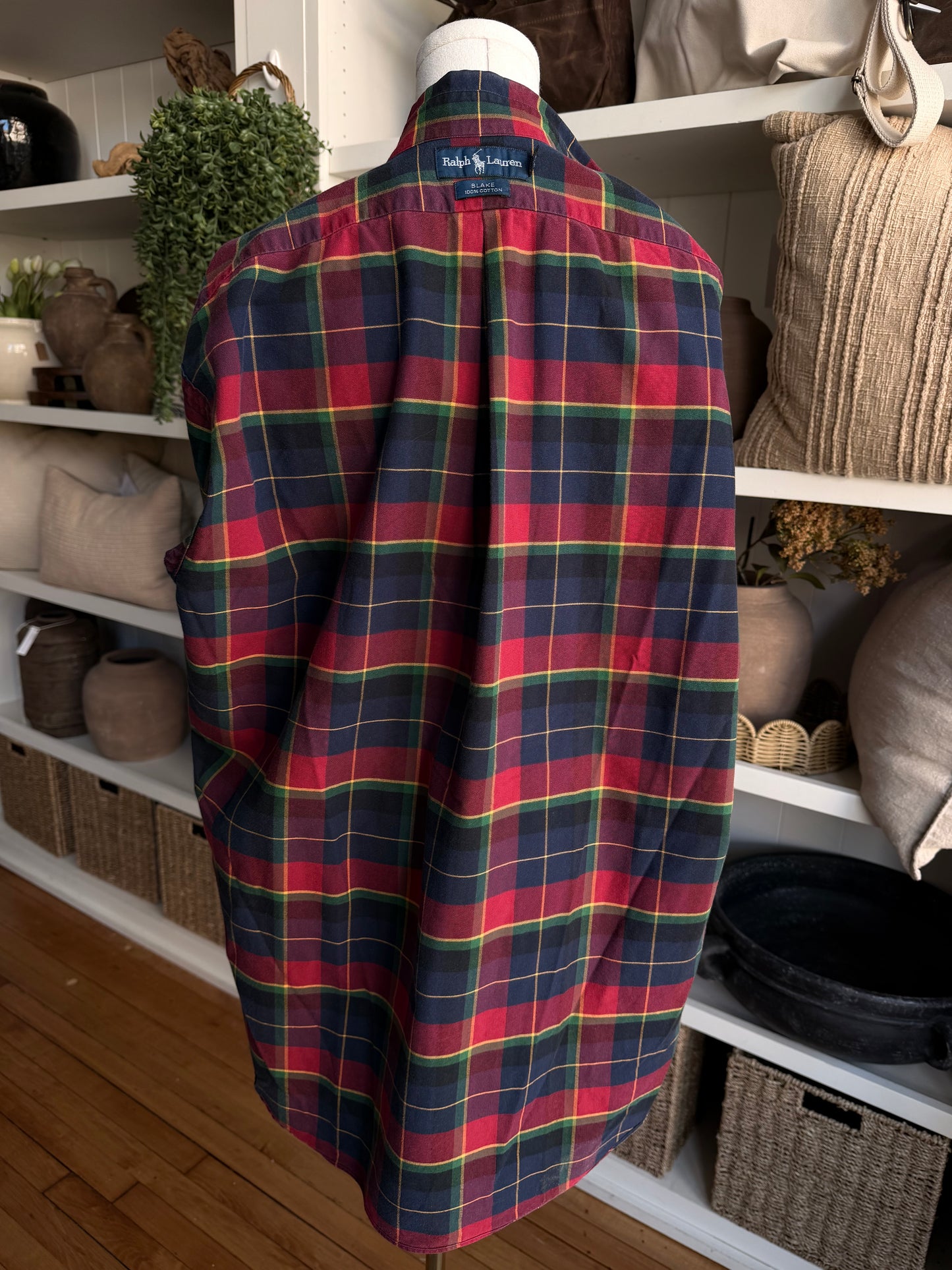 90s Ralph Lauren Blake cotton plaid button down with Golden Retriever embroidered on the pocket