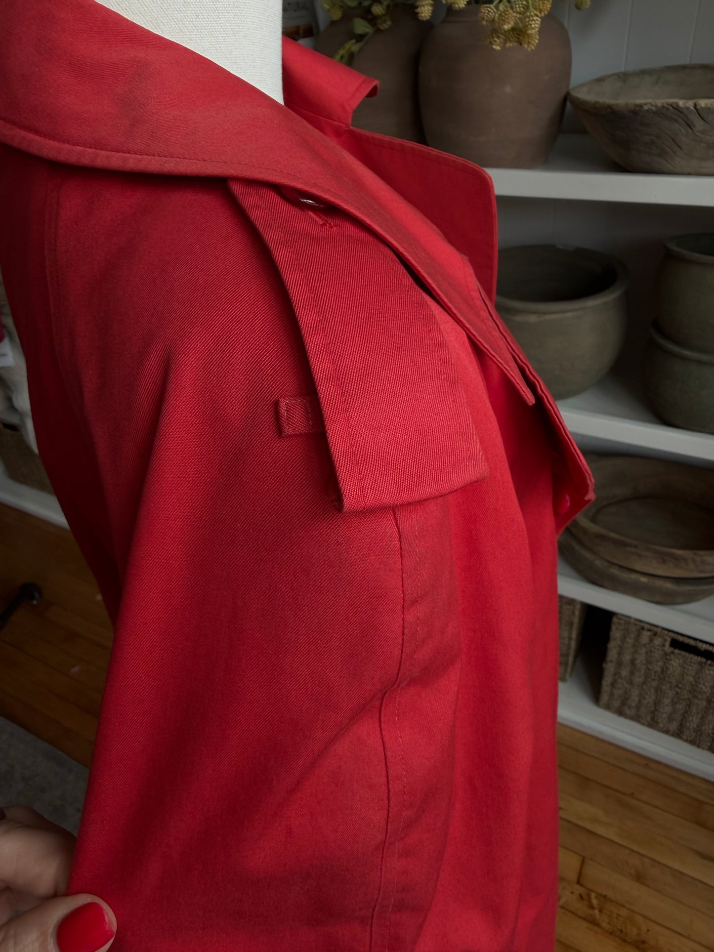 Vintage Burberry red trench. Made in England. Sourced in Paris
