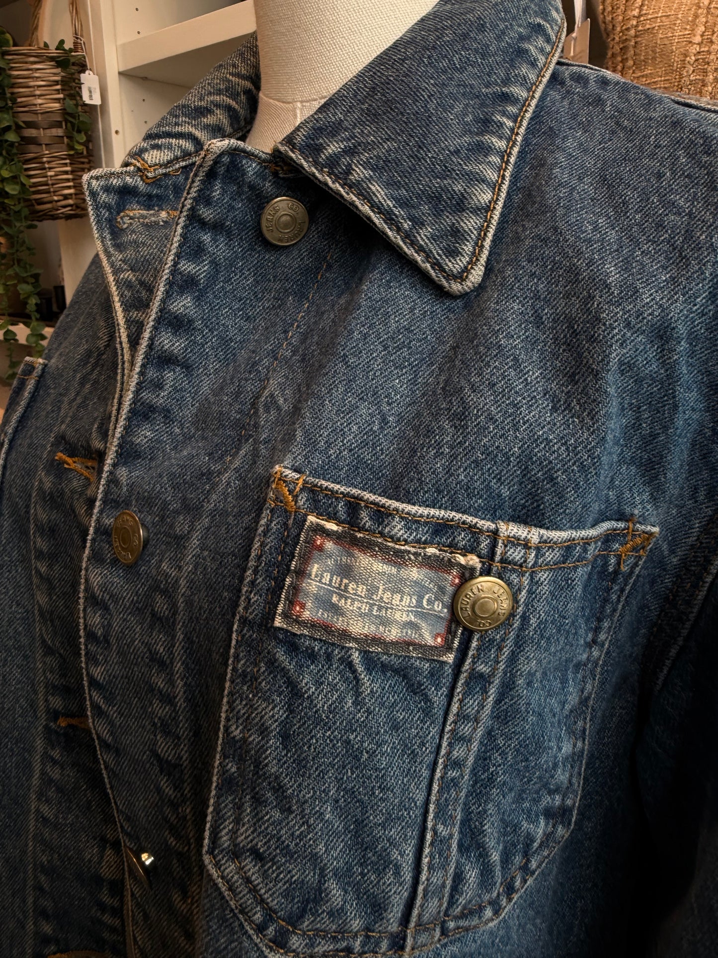 90s Lauren Jeans Co denim chore coat. Made in Mexico