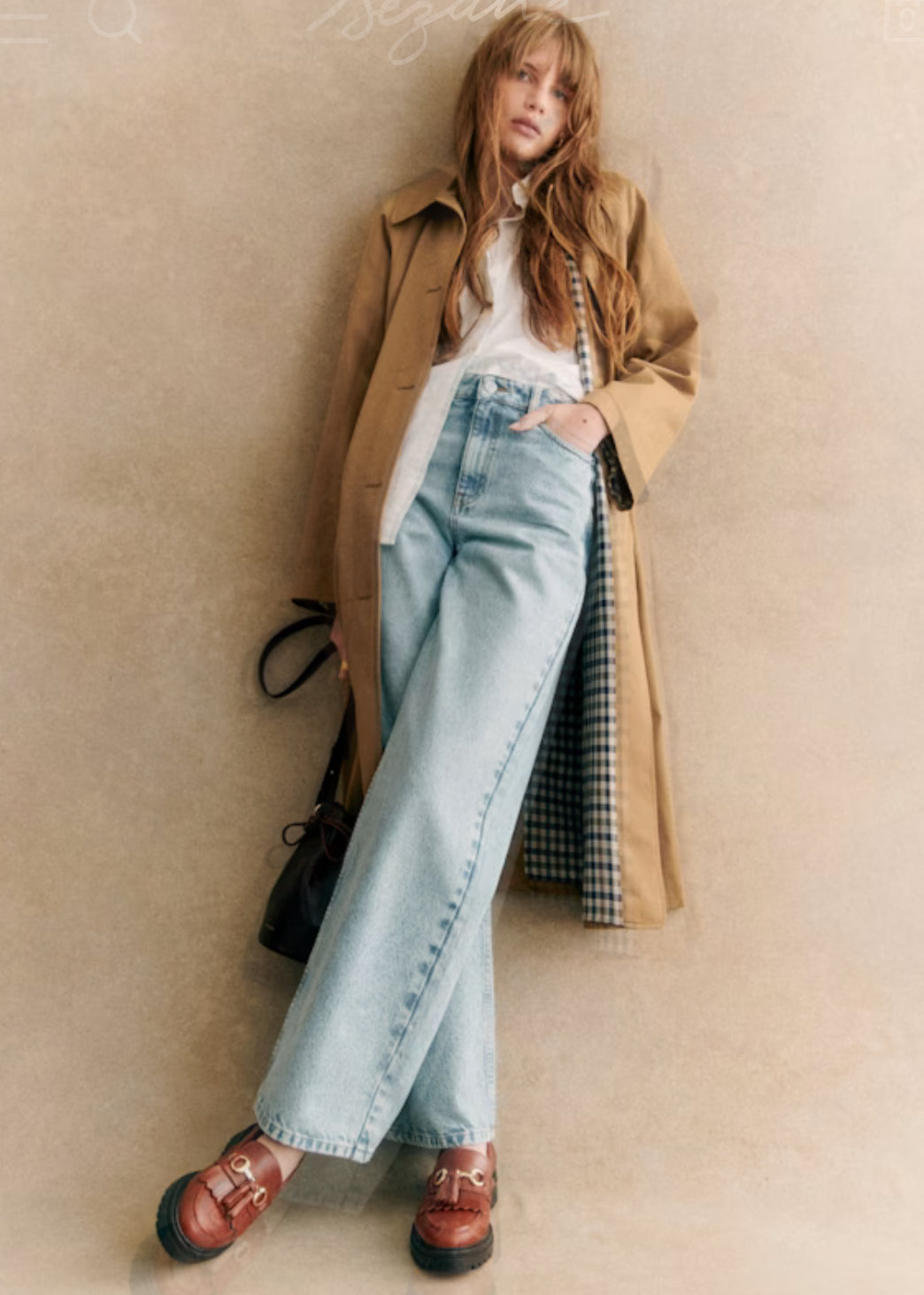 NWT Sezane Clyde trench in camel. Size US 10