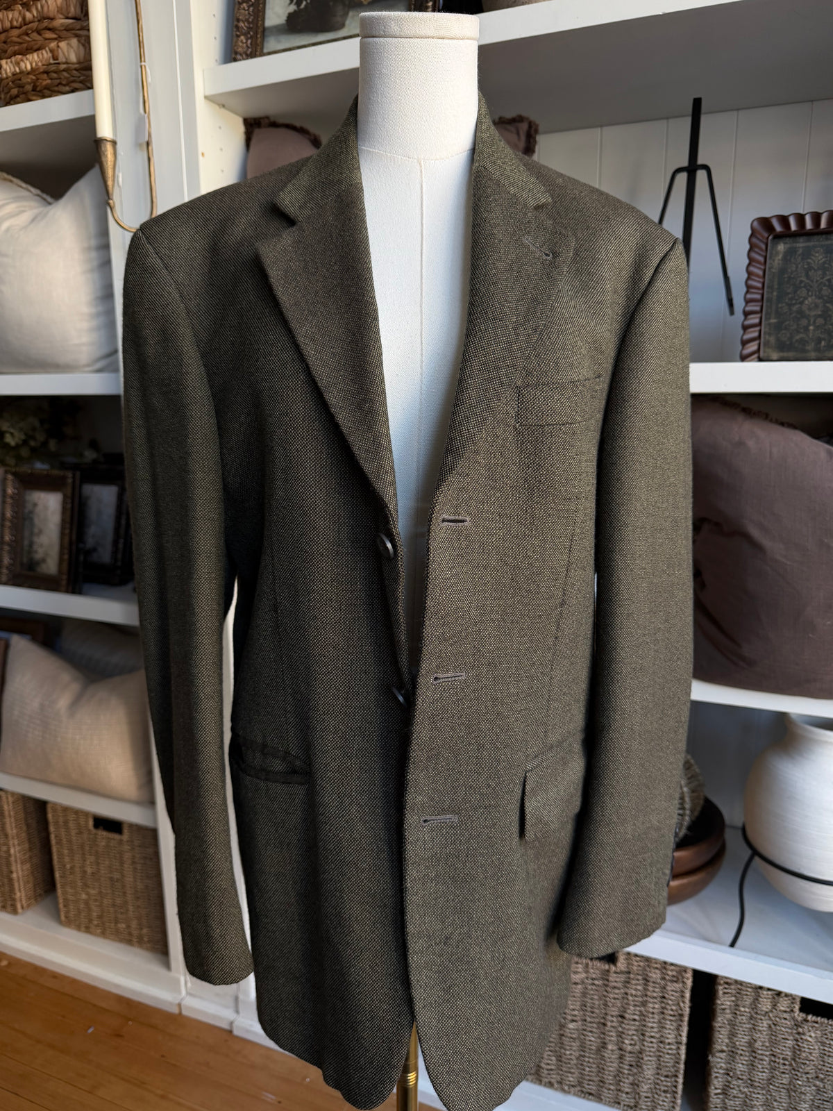 90s Oscar De La Renta green wool blazer. Fits XS-M