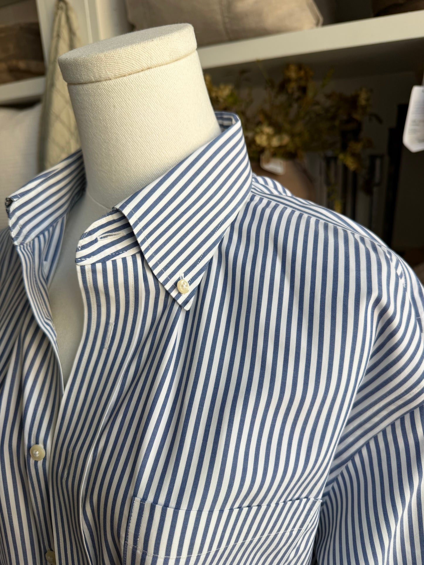 90s Nordstrom blue and white striped poplin button down