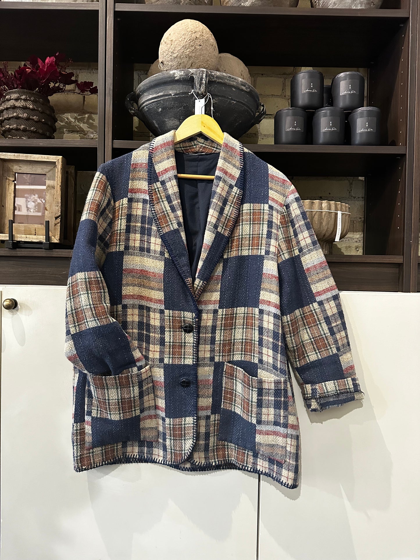 Vintage Plaid patchwork blazer