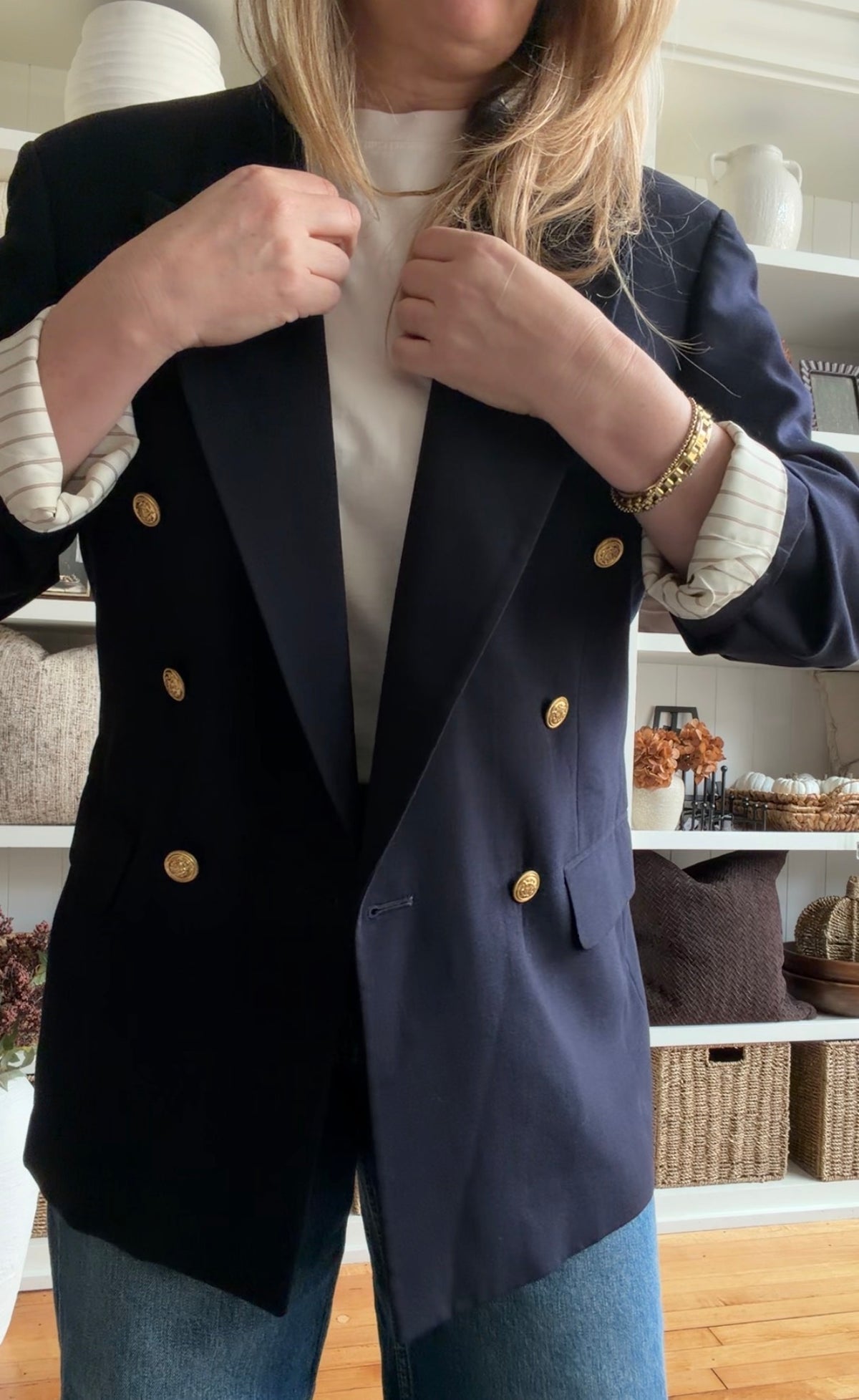 80s Lands End navy wool blazer. Made in the USA. Fits S-M