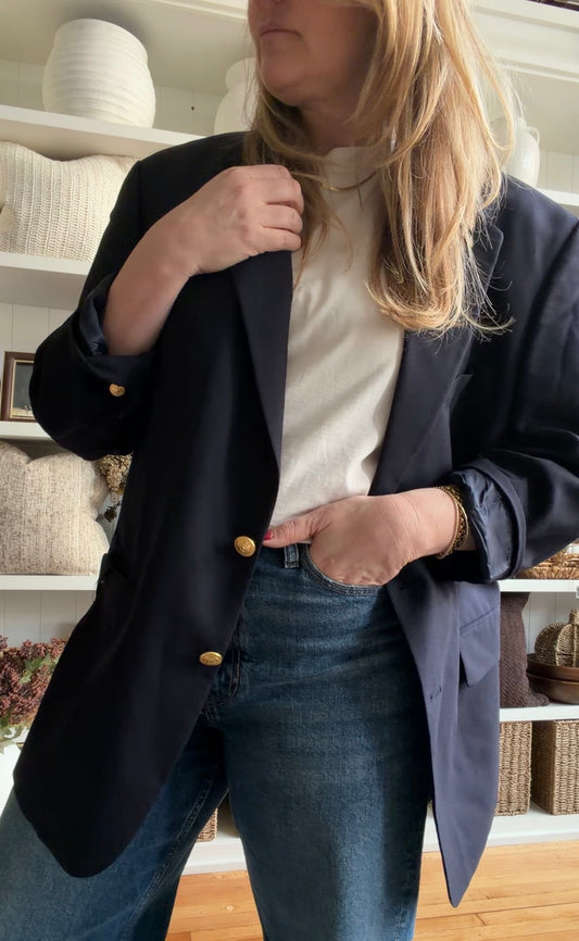 80s Chaps Ralph Lauren navy wool blazer. Fits M-XL