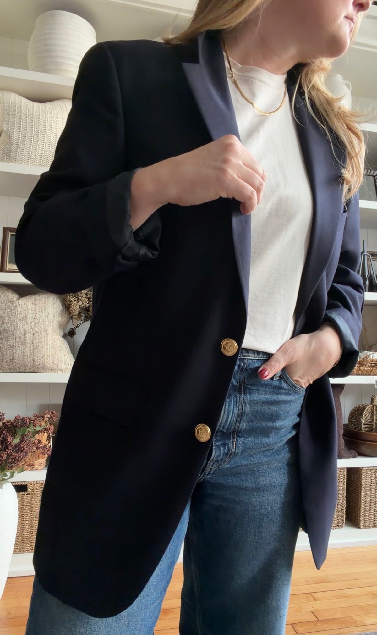 90s Chaps Ralph Lauren navy wool blazer. Fits M-L