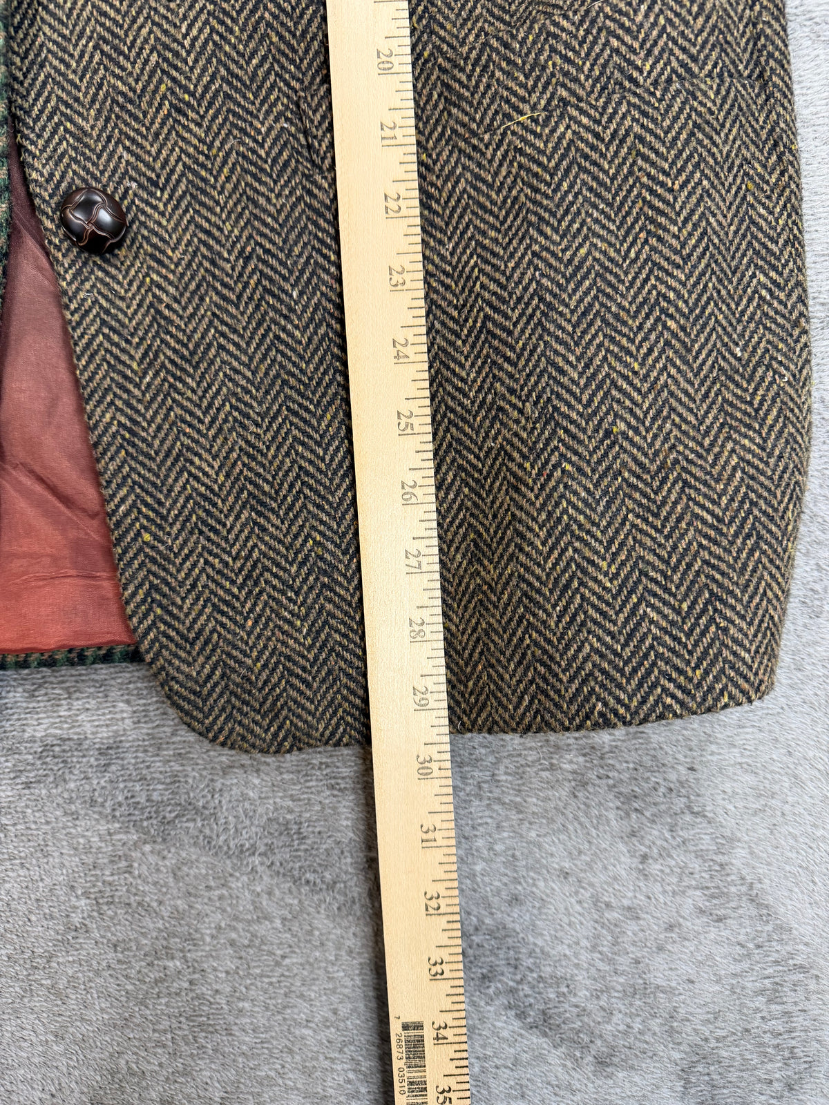 90s JL Colebrook two toned tweed blazer with suede collar. Fits XS-M petite