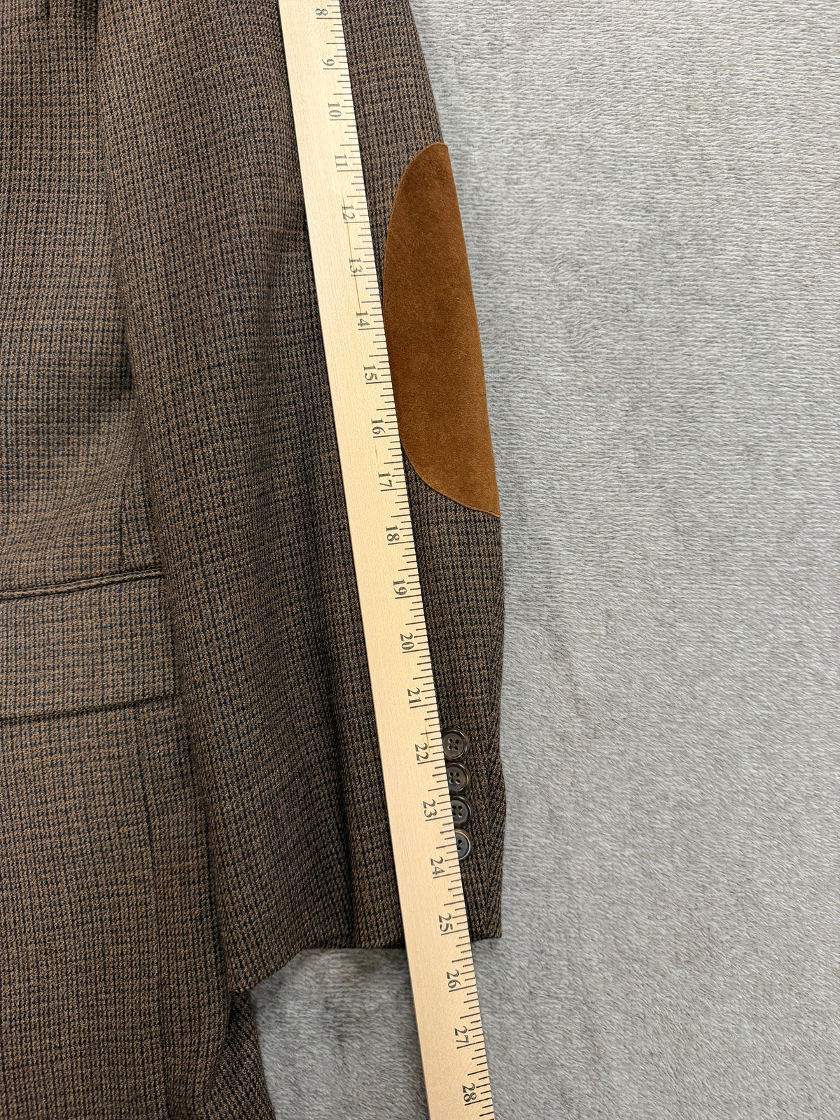 90s RBM wool blazer with suede elbow patches. Fits M-L