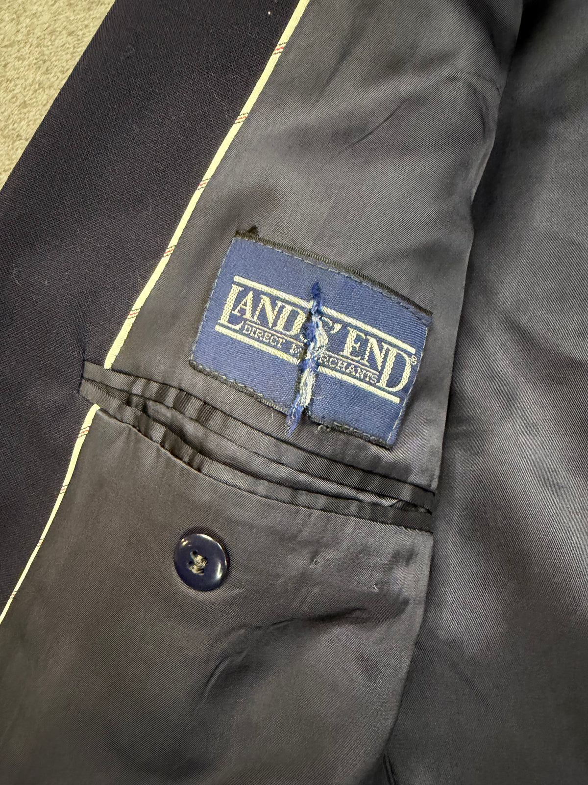 80s Lands End navy wool blazer. Made in the USA. Fits S-M
