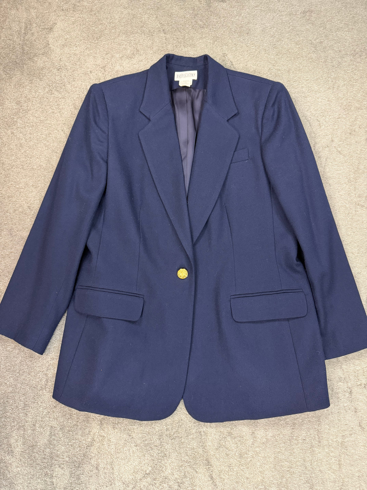 90s Lands End navy wool blazer. Made in the USA. Fits S-M