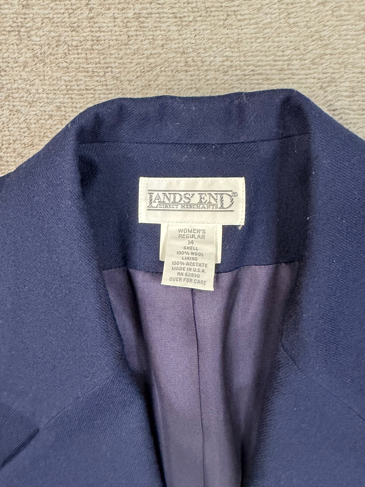 90s Lands End navy wool blazer. Made in the USA. Fits S-M