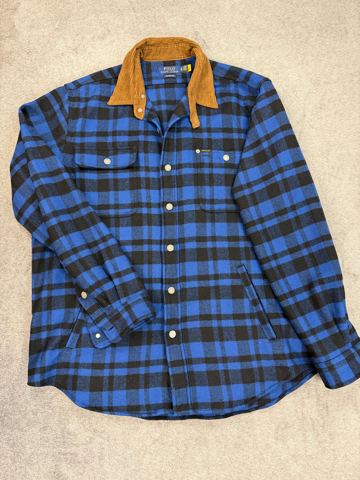 Polo Ralph Lauren plaid wool jacket with corduroy collar. Fits M-XL